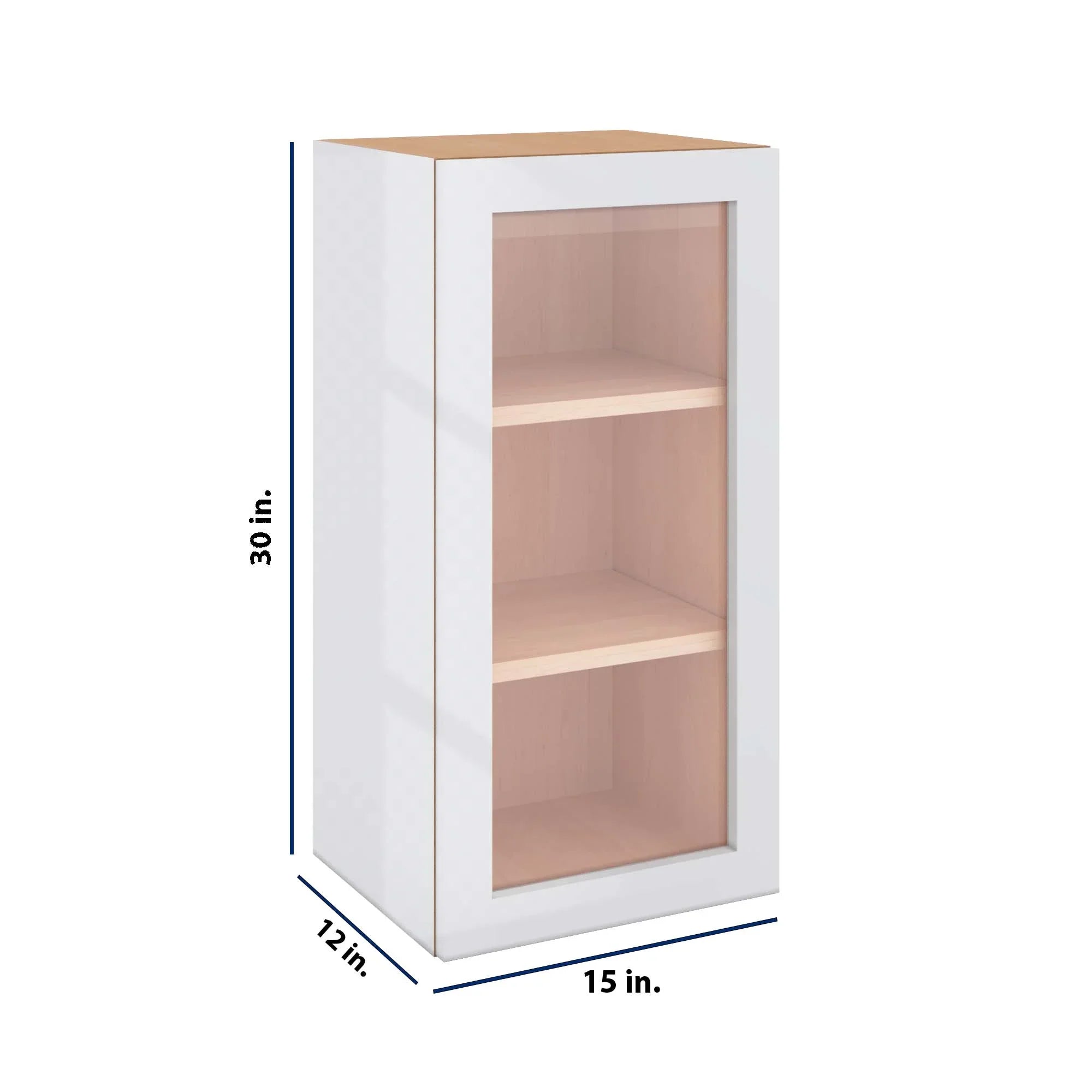 Modernform Cabinet Gloss White 15" W X 30" H X 12" D Single Glass Door Wall Cabinet