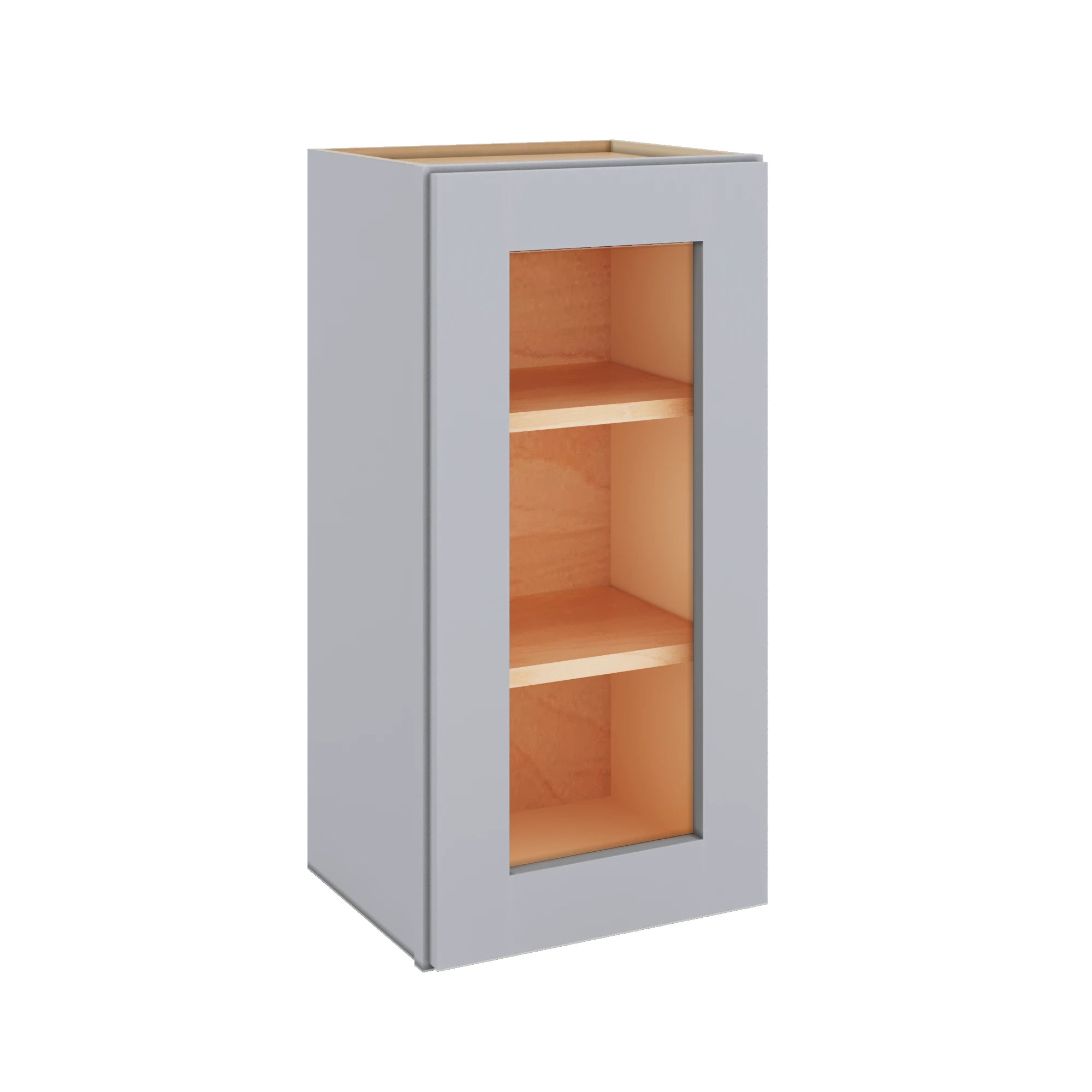 Modernform Cabinet Grey Shaker 15" W X 30" H X 12" D Single Glass Door Wall Cabinet