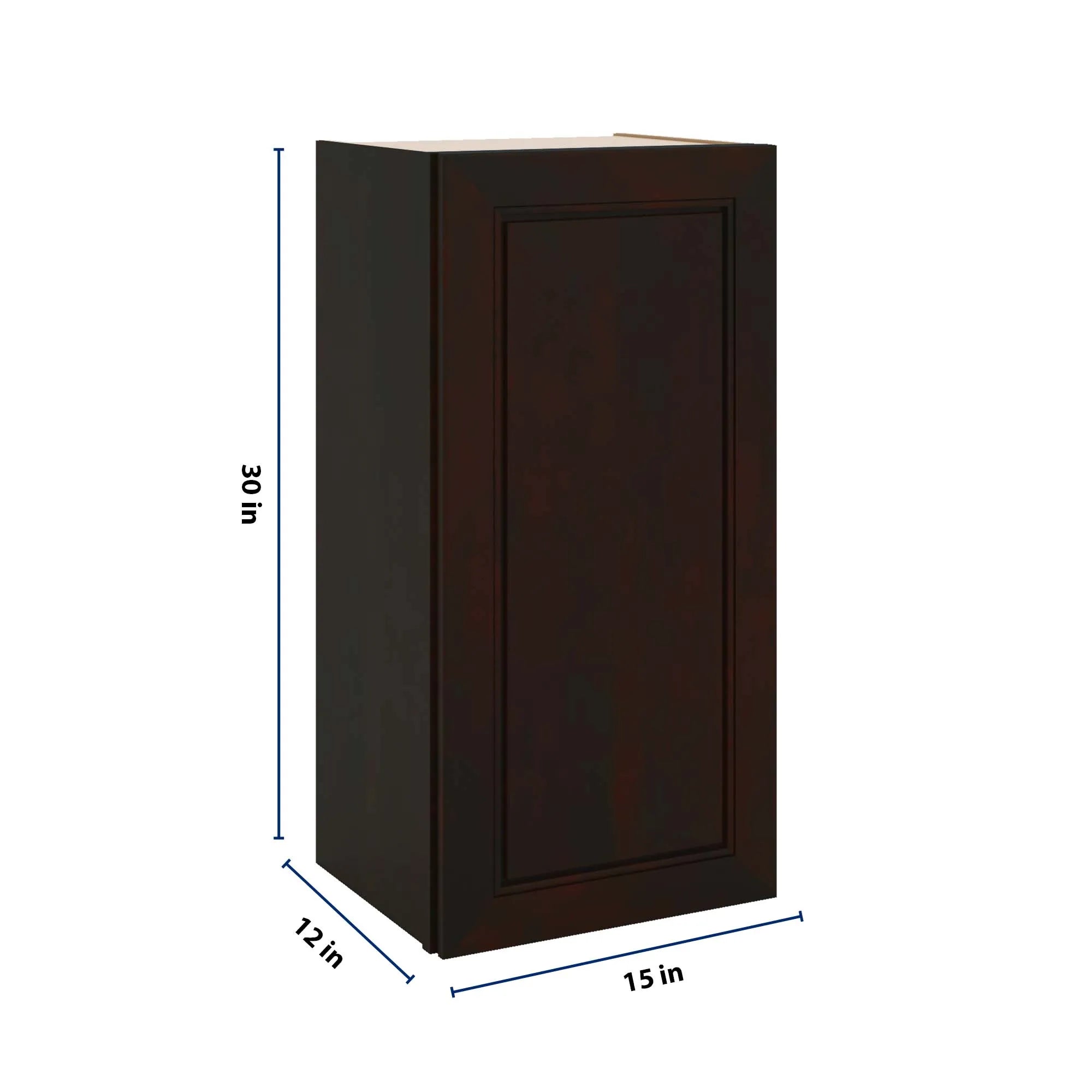 J&K Espresso K8 Single Door Wall Cabinet - 15" W x 30" H