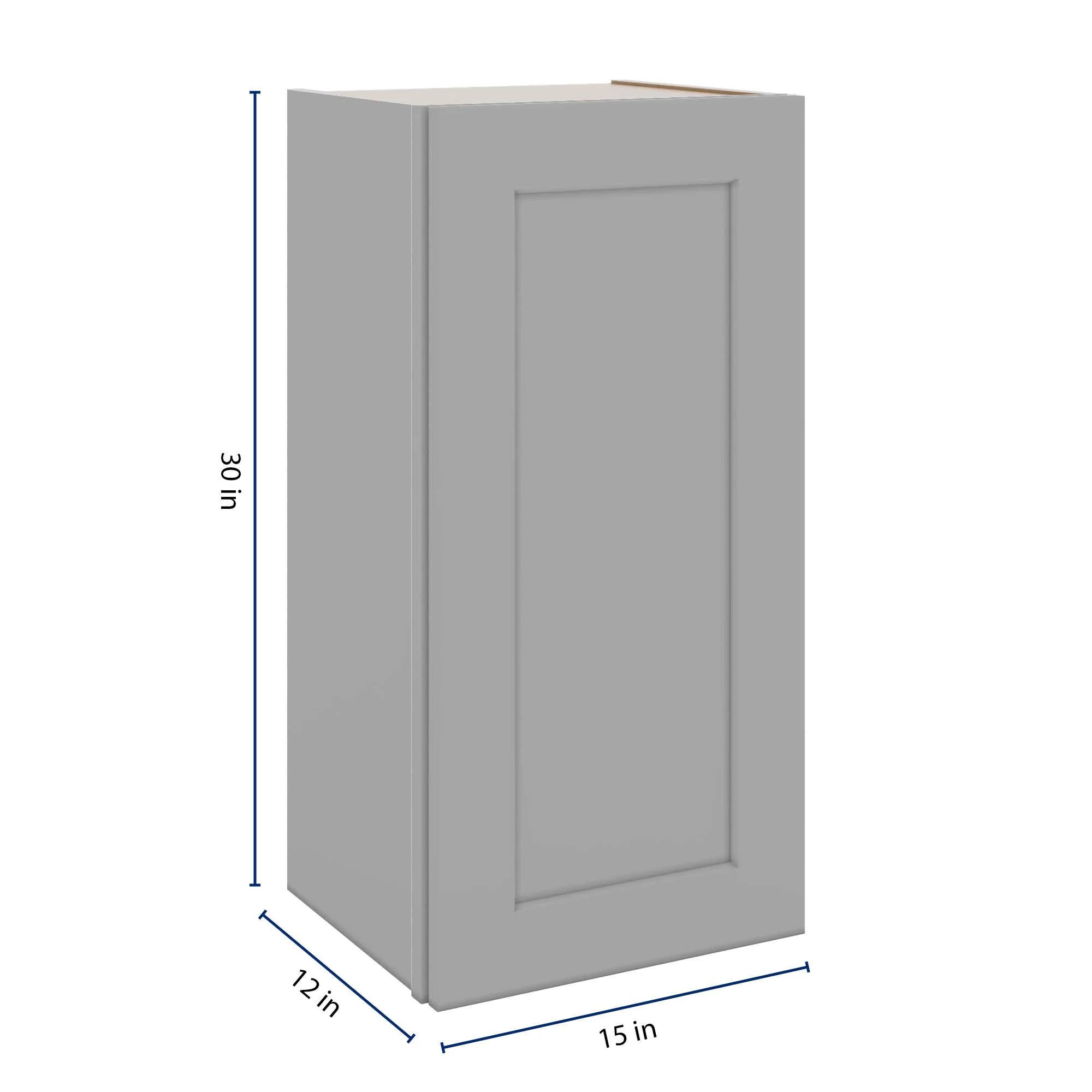 J&K Castle Grey S5 Single Door Wall Cabinet - 15" W x 30" H