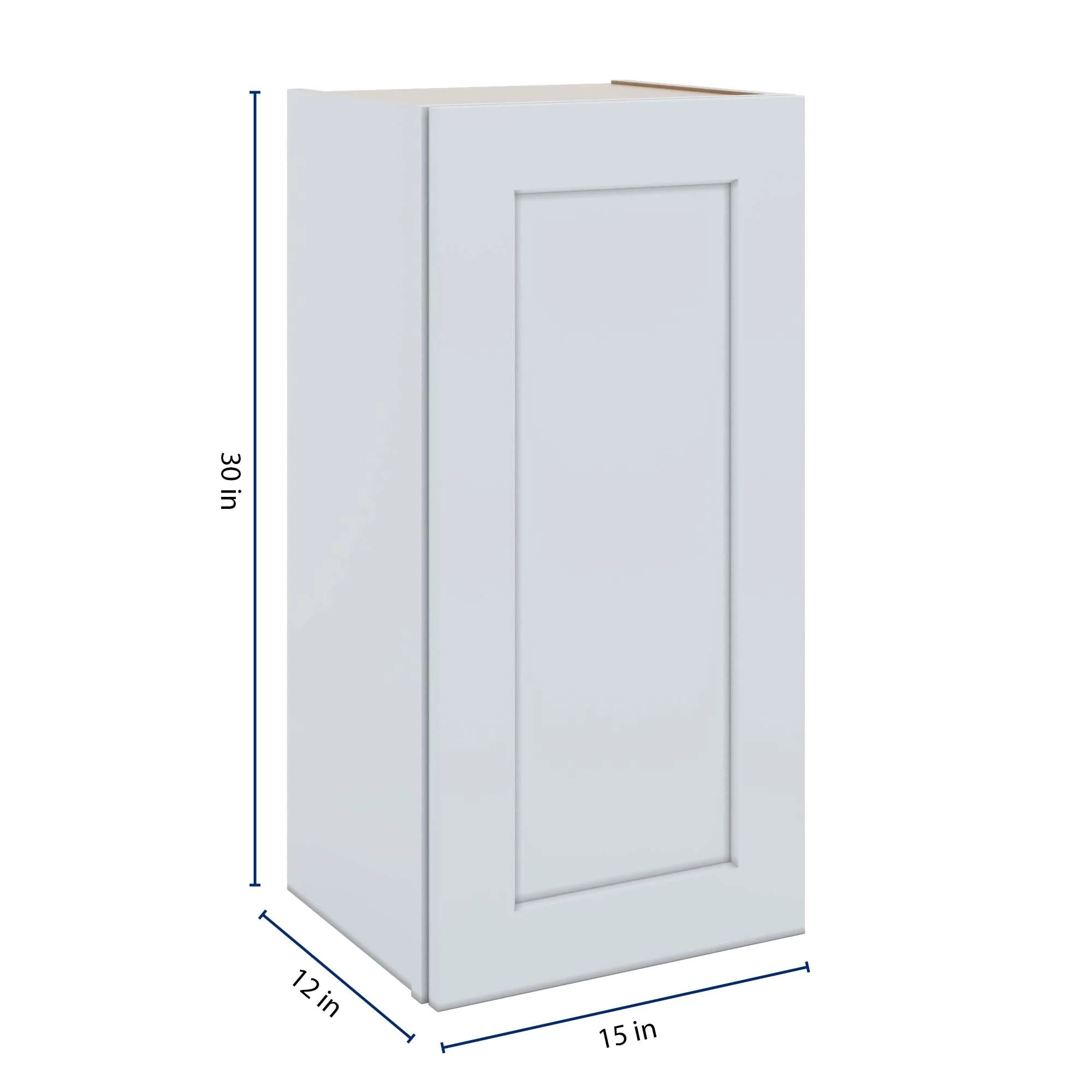 J&K White Shaker S8 Single Door Wall Cabinet - 15" W x 30" H