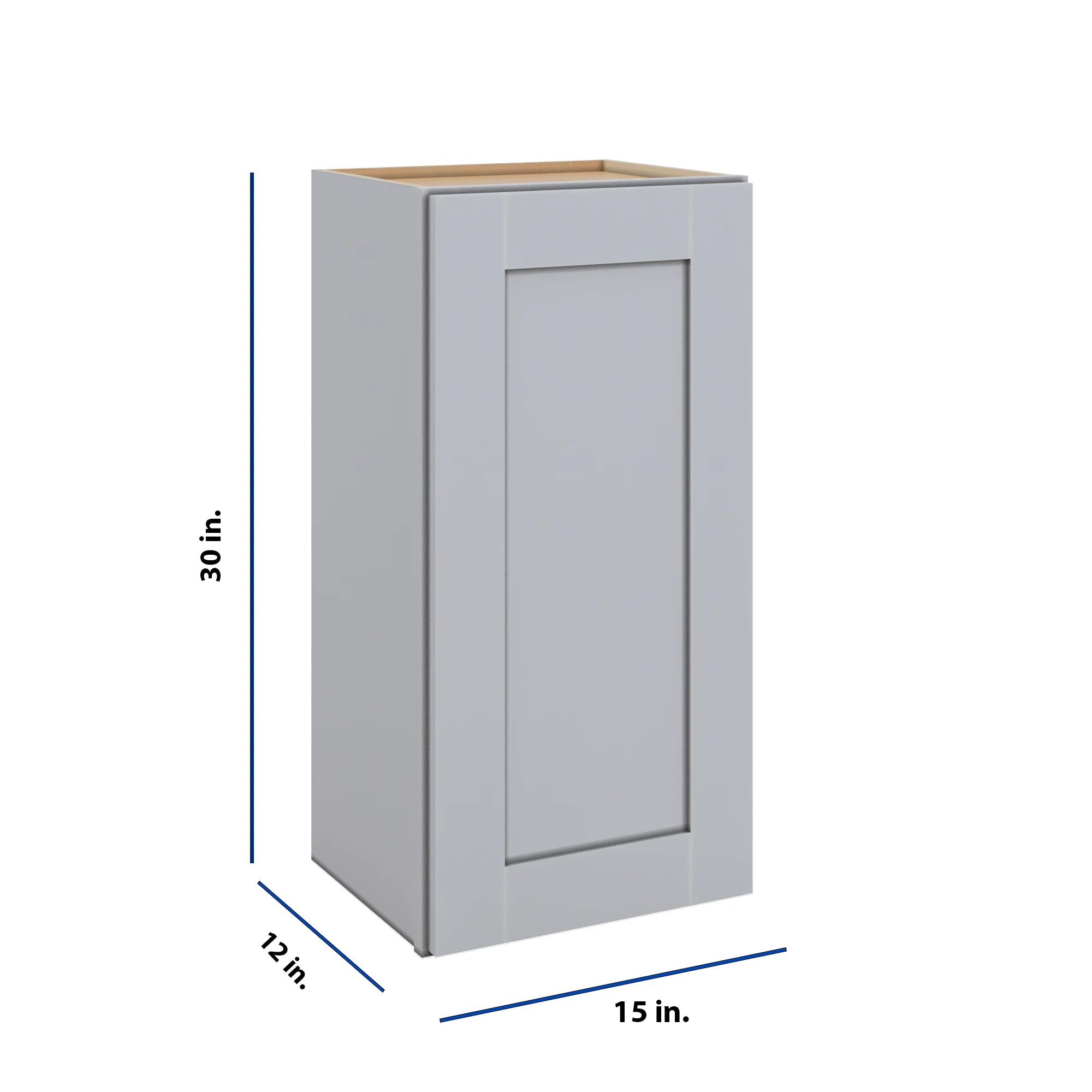 Modernform Cabinet Grey Shaker 15" W X 30" H X 12" D Single Door Wall Cabinet
