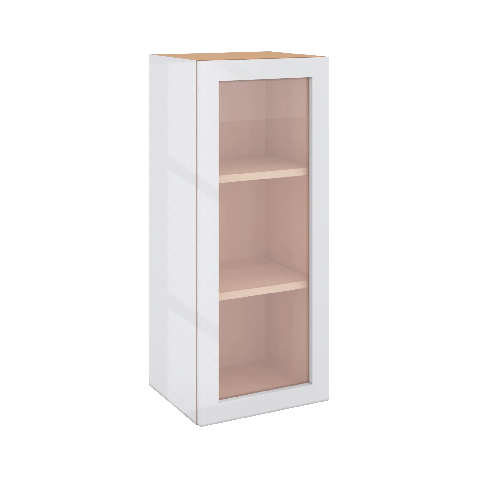 Modernform Cabinet Gloss White 15" W X 36" H X 12" D Single Glass Door Wall Cabinet