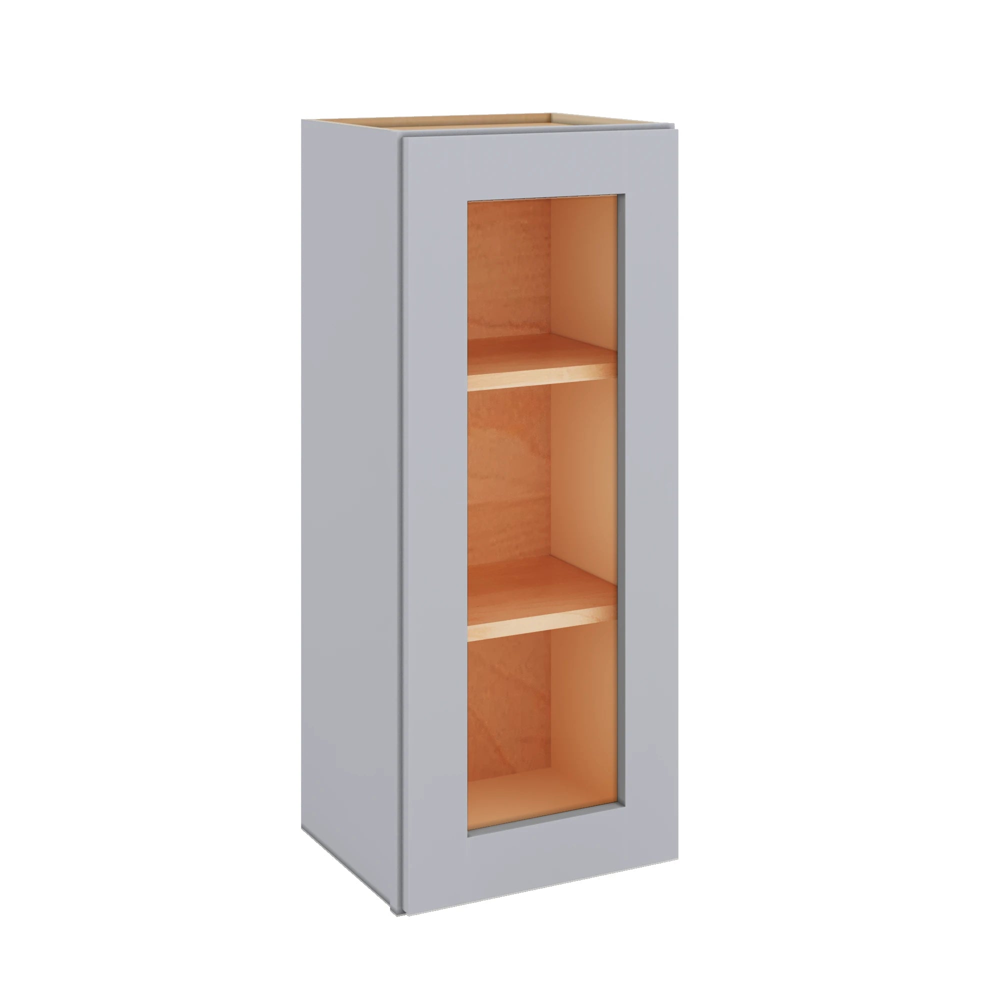 Modernform Cabinet Grey Shaker 15" W X 36" H X 12" D Single Glass Door Wall Cabinet