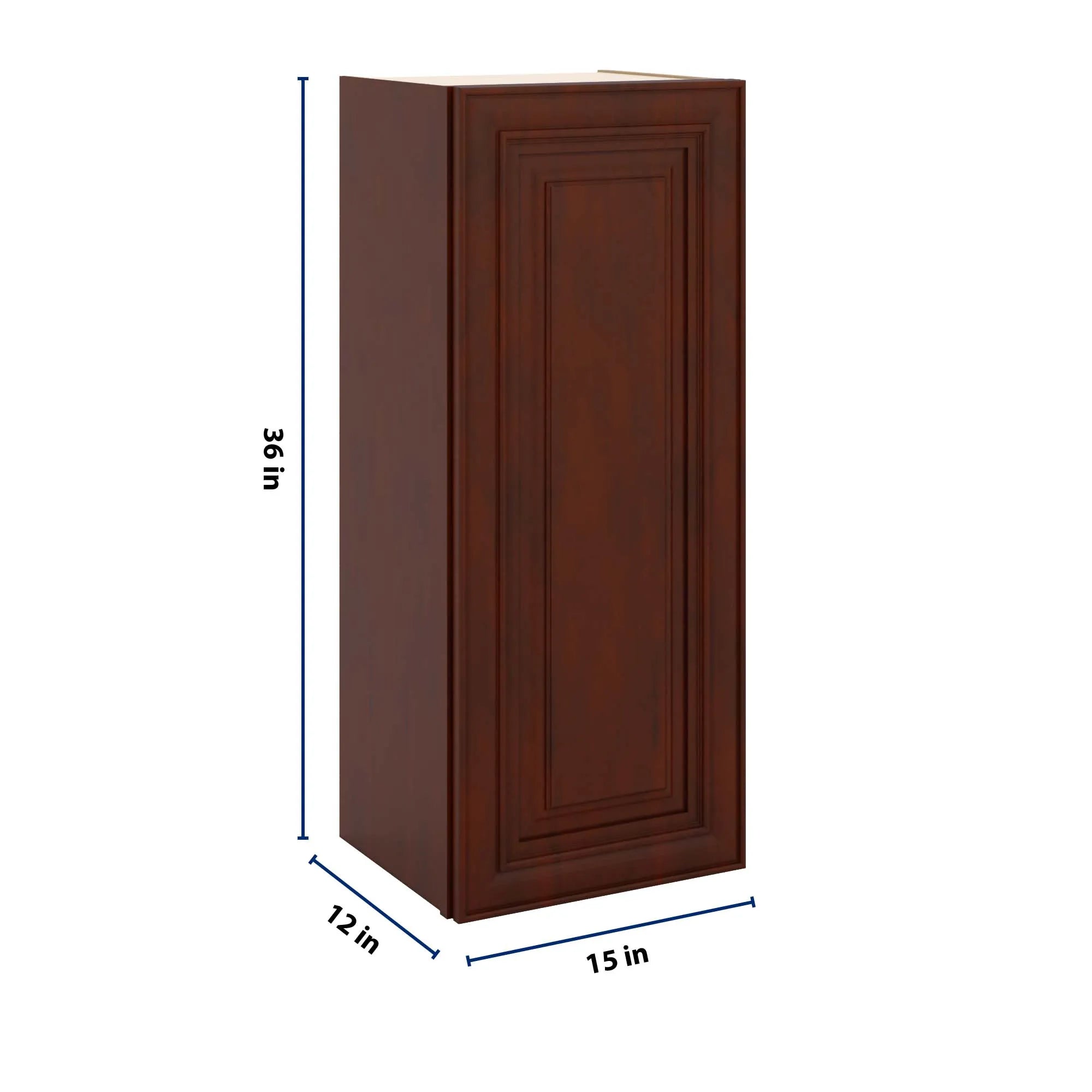J&K Mahogany J5 Single Door Wall Cabinet - 15" W x 36" H