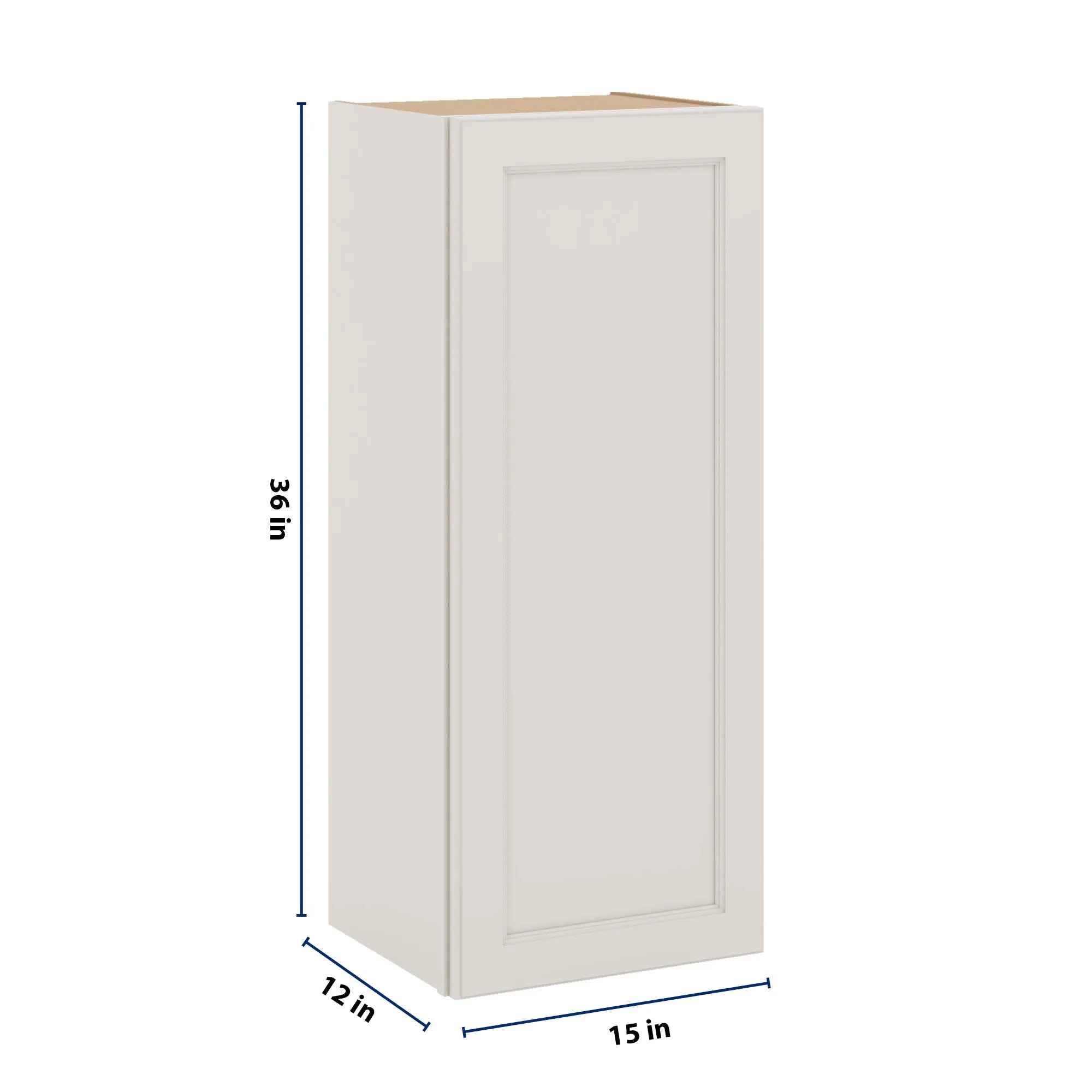 J&K Dove E1 Single Door Wall Cabinet - 15" W x 36" H