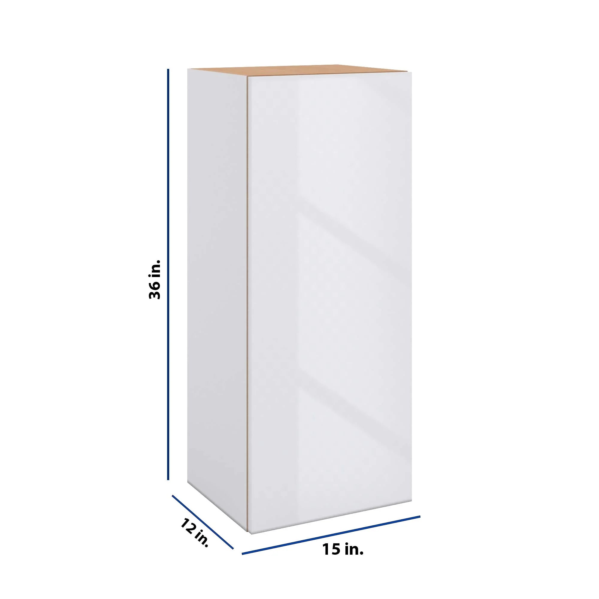 Modernform Cabinet Gloss White 15" W X 36" H X 12" D Single Door Wall Cabinet
