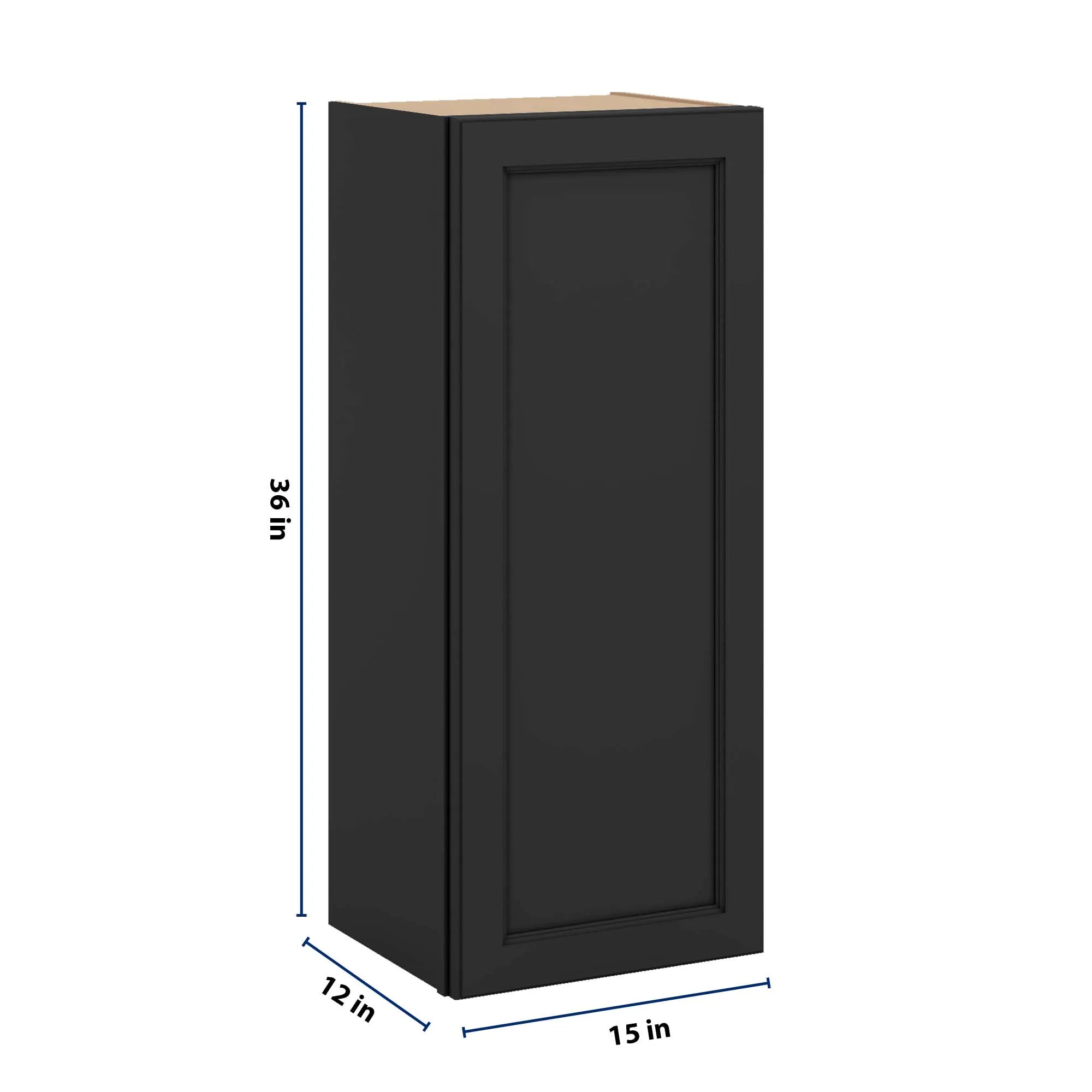 J&K Charcoal E2 Single Door Wall Cabinet - 15" W x 36" H