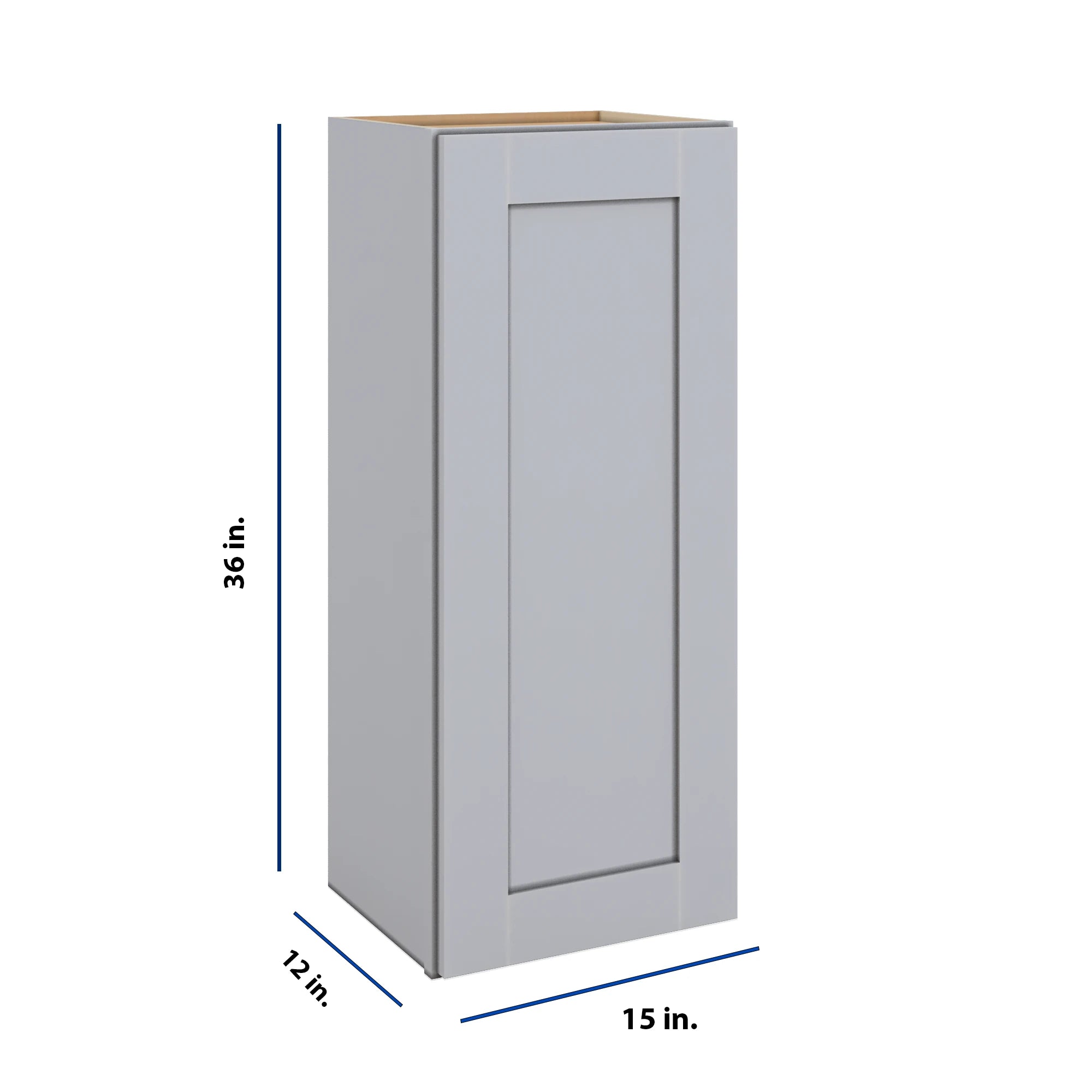Modernform Cabinet Grey Shaker 15" W X 36" H X 12" D Single Door Wall Cabinet