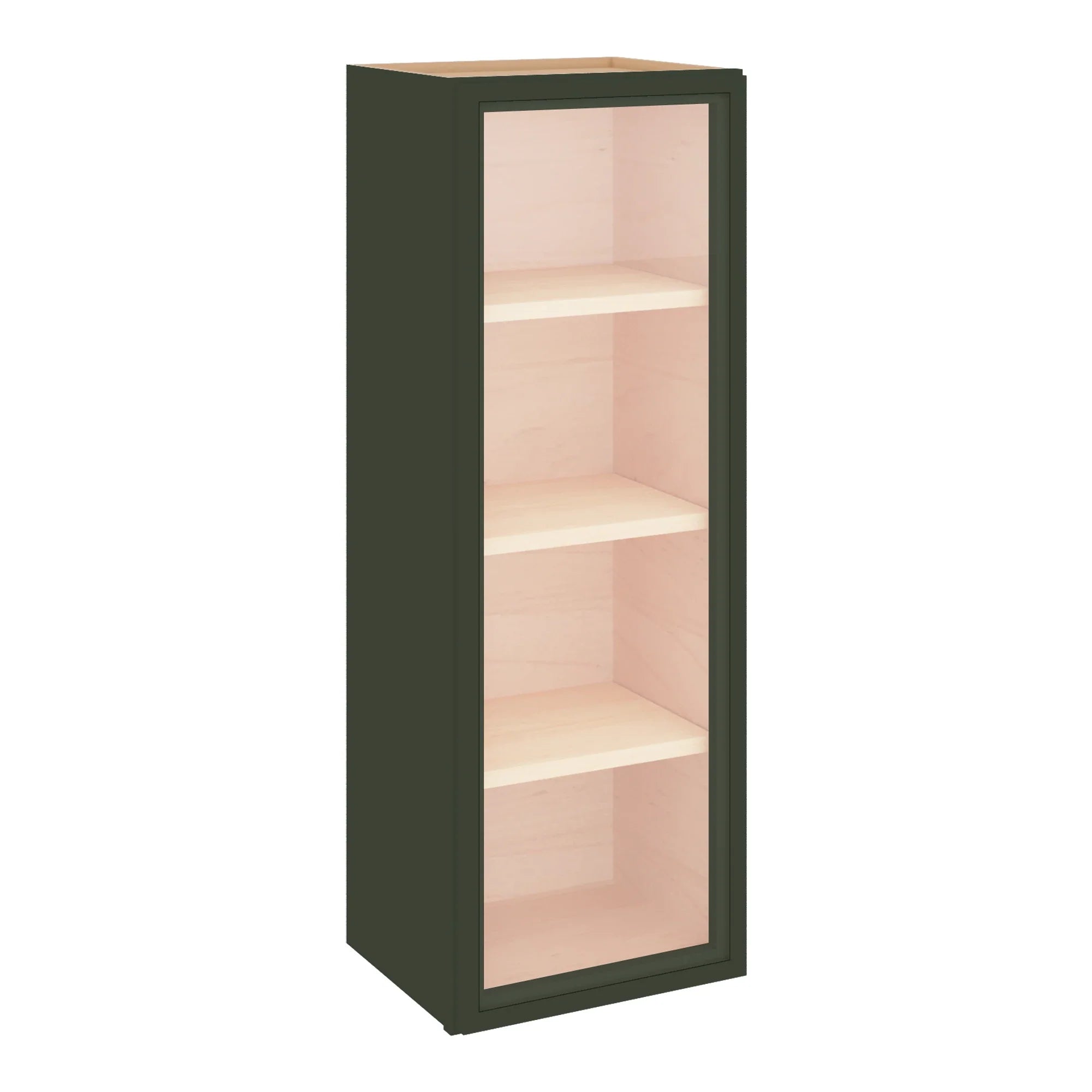 Modernform Cabinet Slim Sage Green 15" W X 42" H X 12" D Single Glass Door Wall Cabinet