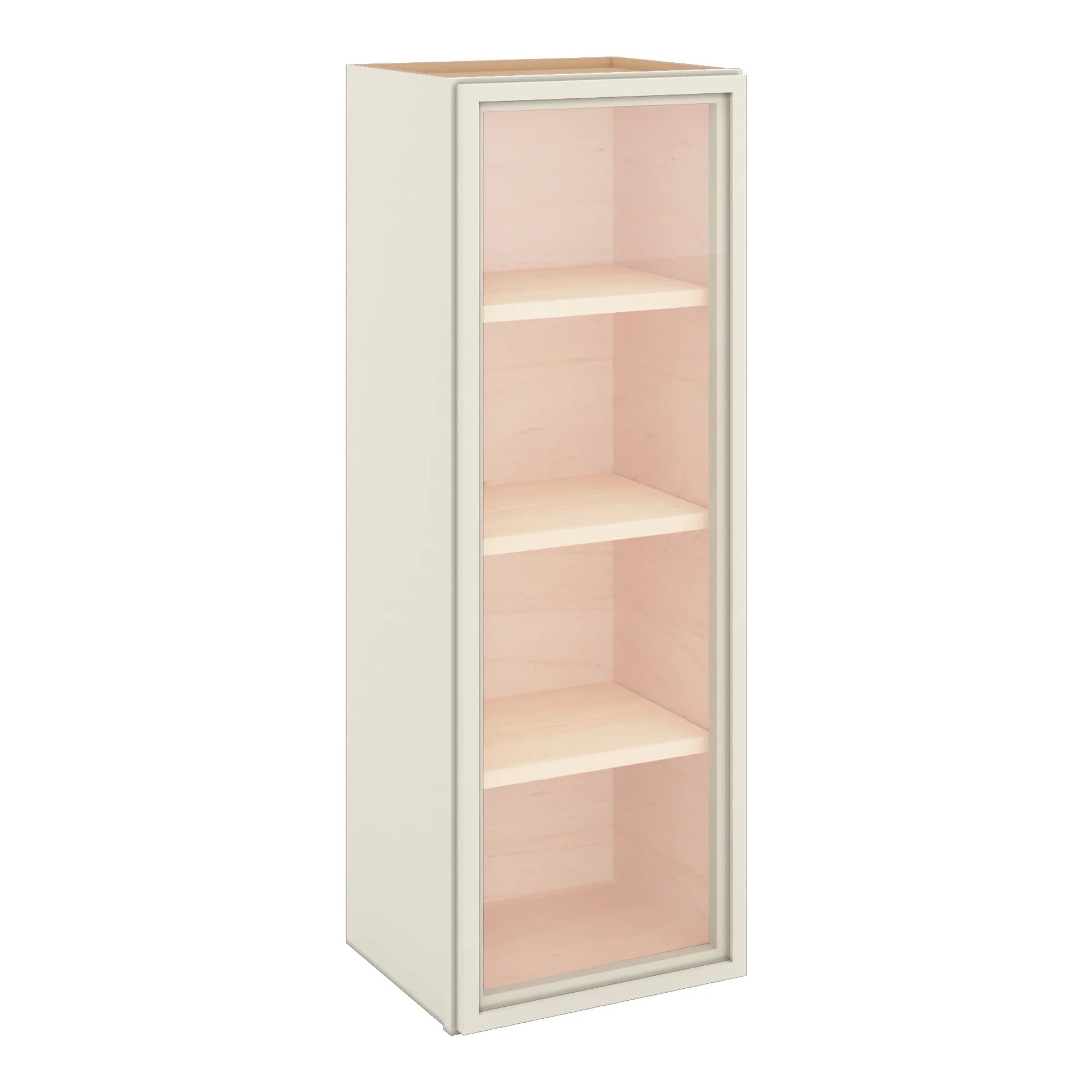 Modernform Cabinet Slim Dove White 15" W X 42" H X 12" D Single Glass Door Wall Cabinet