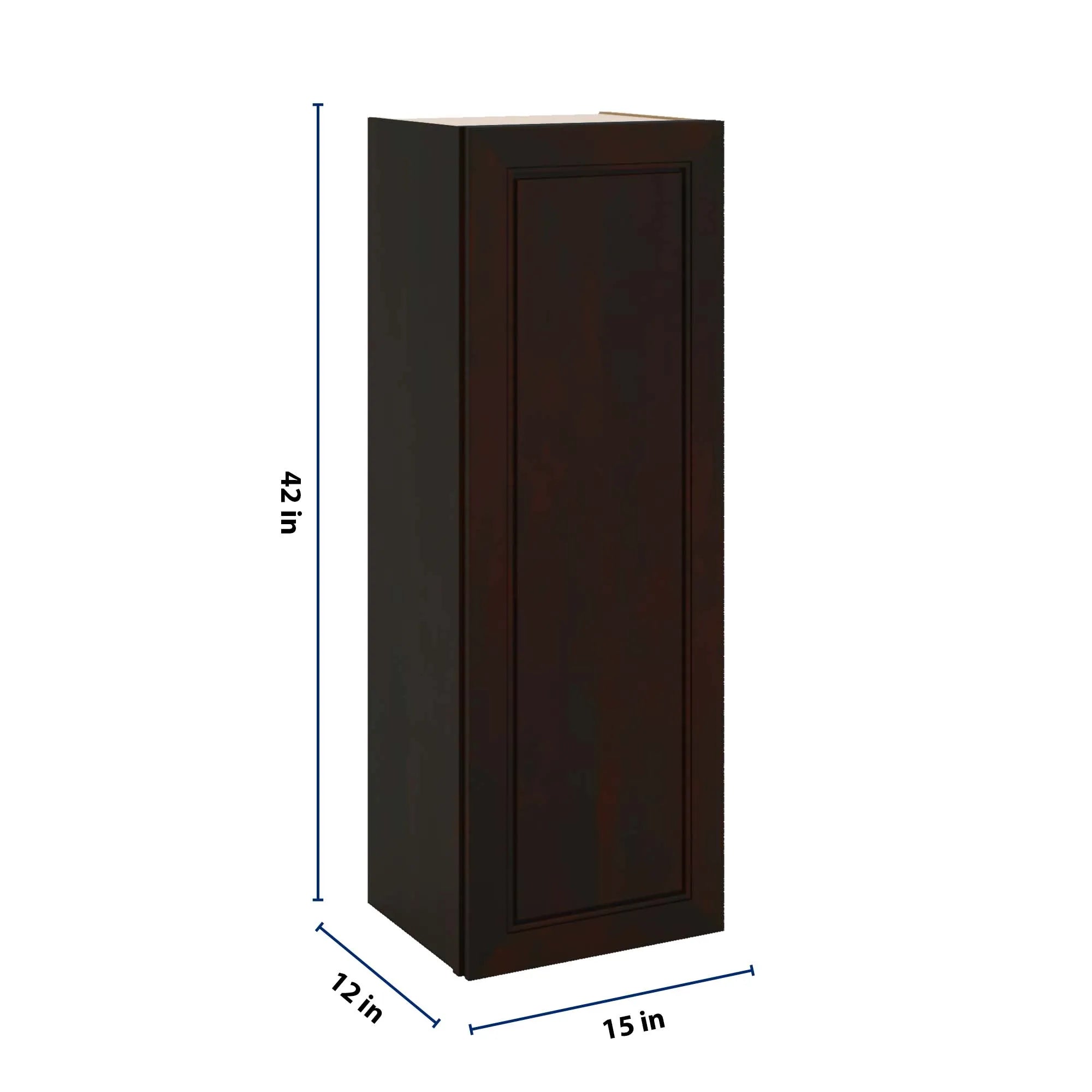 J&K Espresso K8 Single Door Wall Cabinet - 15" W x 42" H