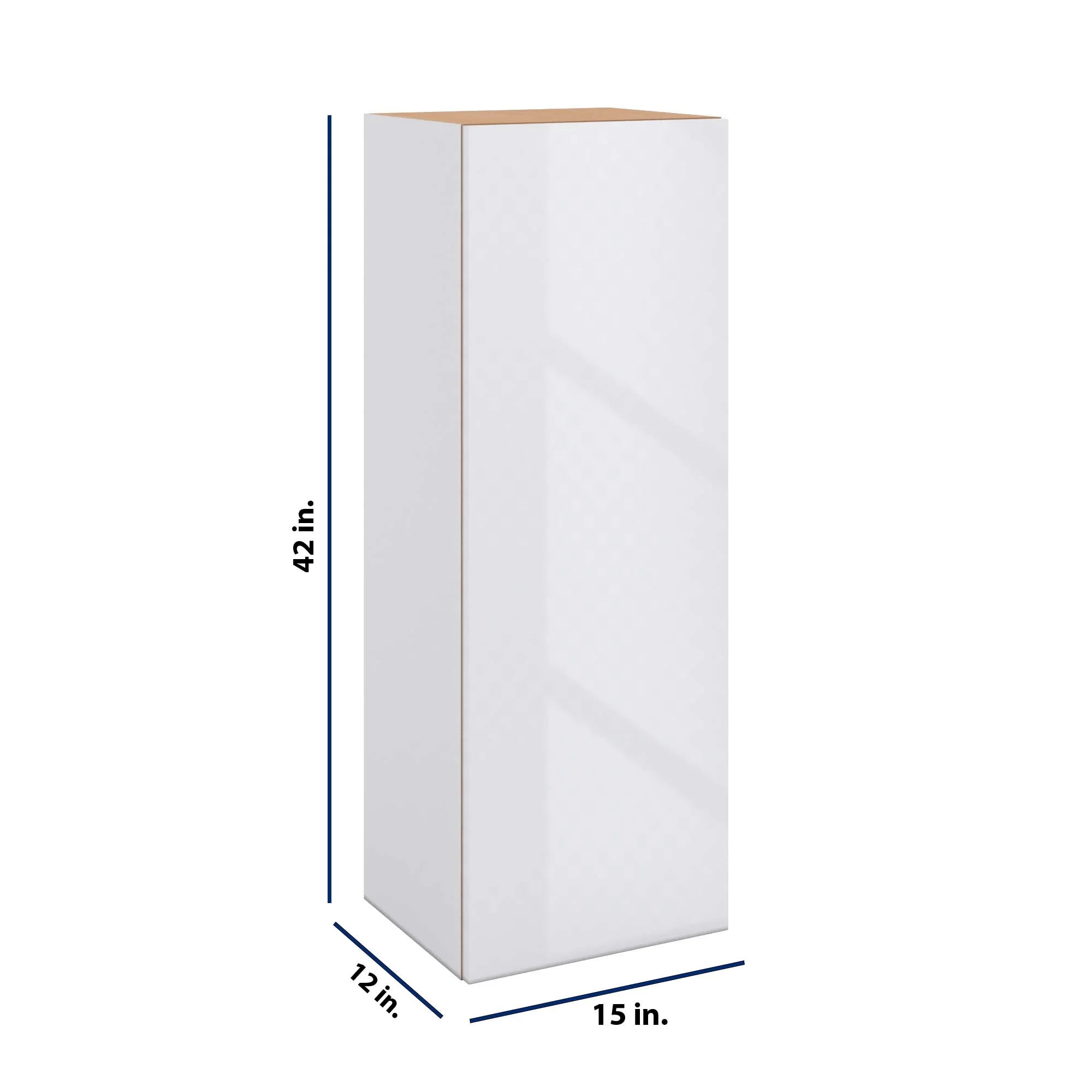Modernform Cabinet Gloss White 15" W X 42" H X 12" D Single Door Wall Cabinet