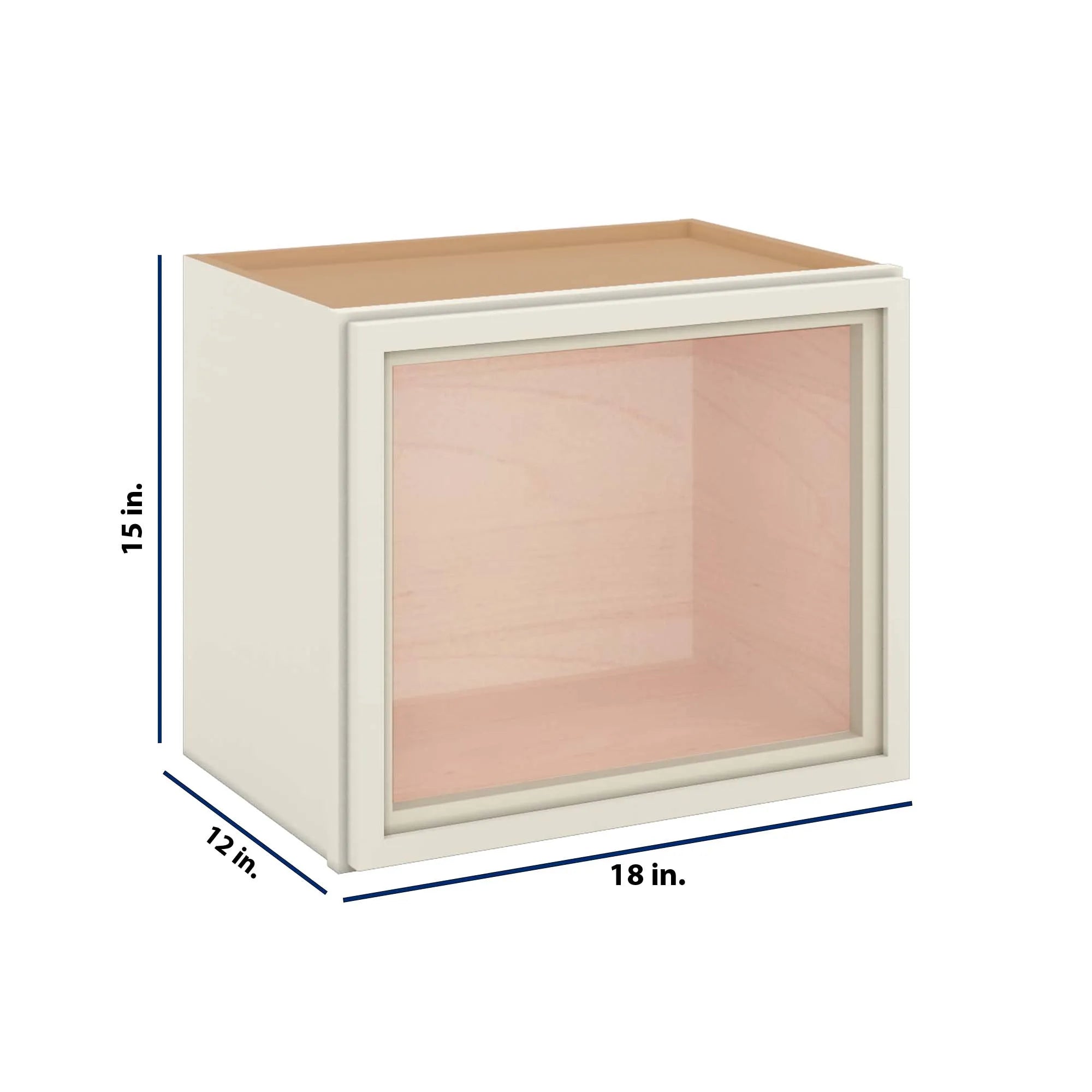 Modernform Cabinet Slim Dove White 18" W X 15" H X 12" D Single Glass Door Wall Cabinet