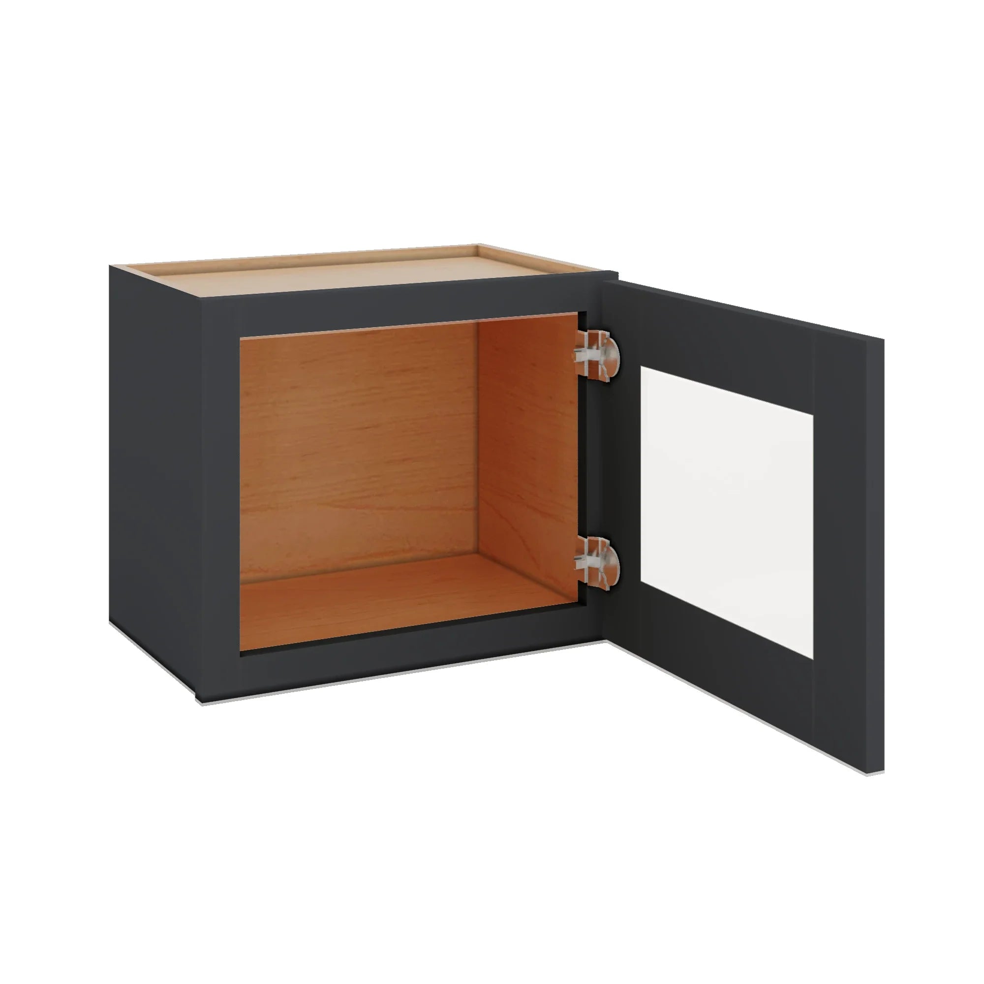 Modernform Cabinet Onyx Black Shaker 18" W X 15" H X 12" D Single Glass Door Wall Cabinet