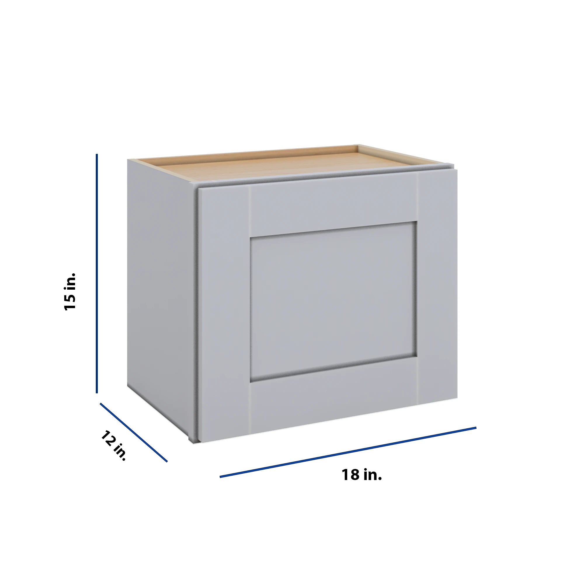 Modernform Cabinet Grey Shaker 18" W X 15" H X 12" D Single Door Wall Cabinet