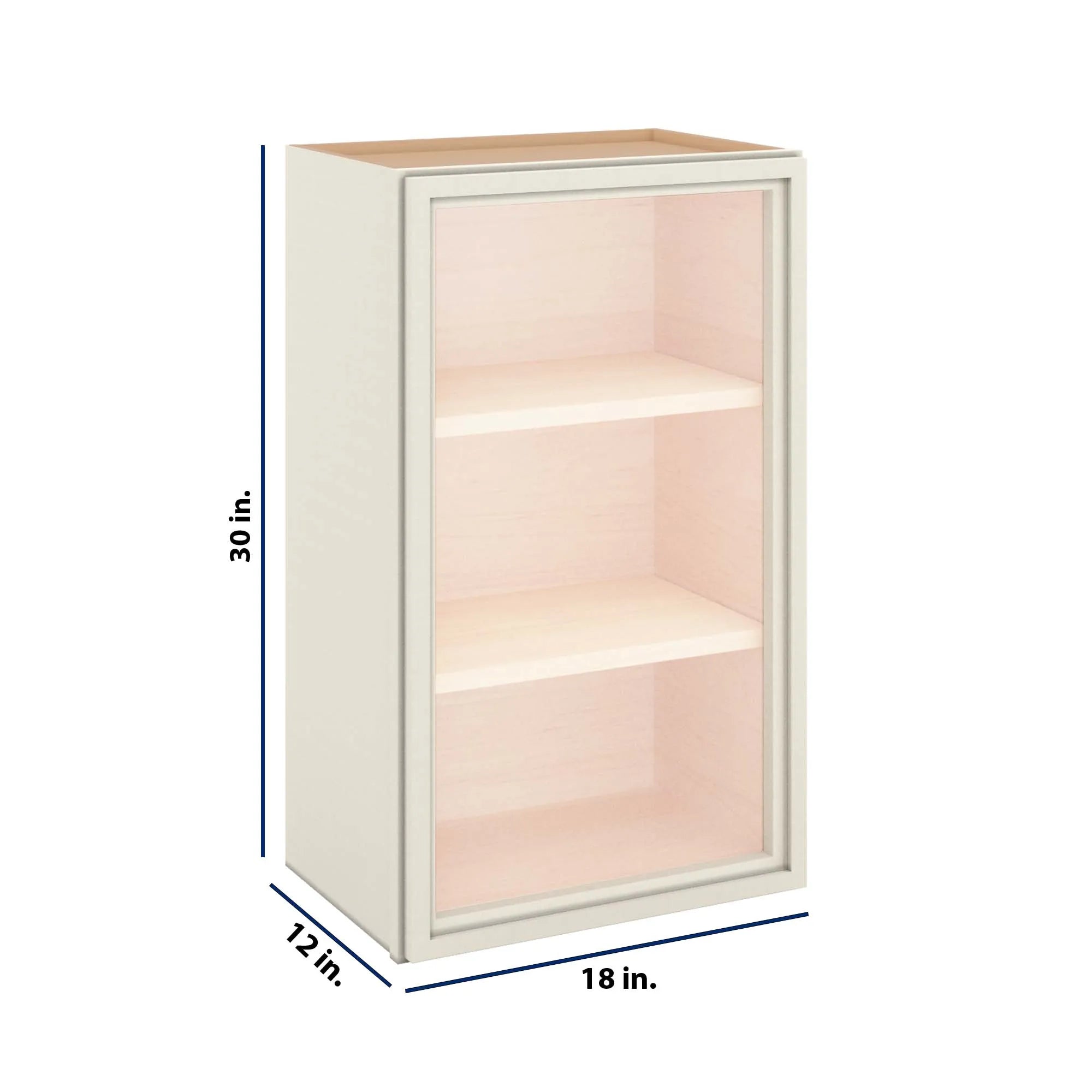 Modernform Cabinet Slim Dove White 18" W X 30" H X 12" D Single Glass Door Wall Cabinet