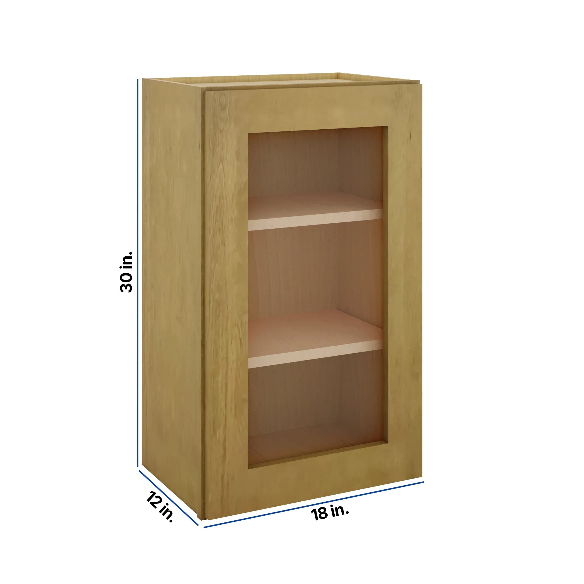 Modernform Cabinet Natural Shaker 18" W X 30" H X 12" D Single Glass Door Wall Cabinet