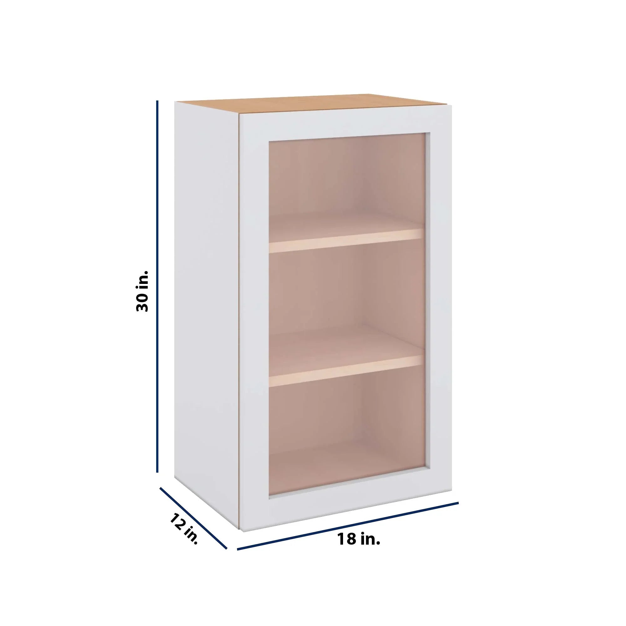Modernform Cabinet Matte White 18" W X 30" H X 12" D Single Glass Door Wall Cabinet