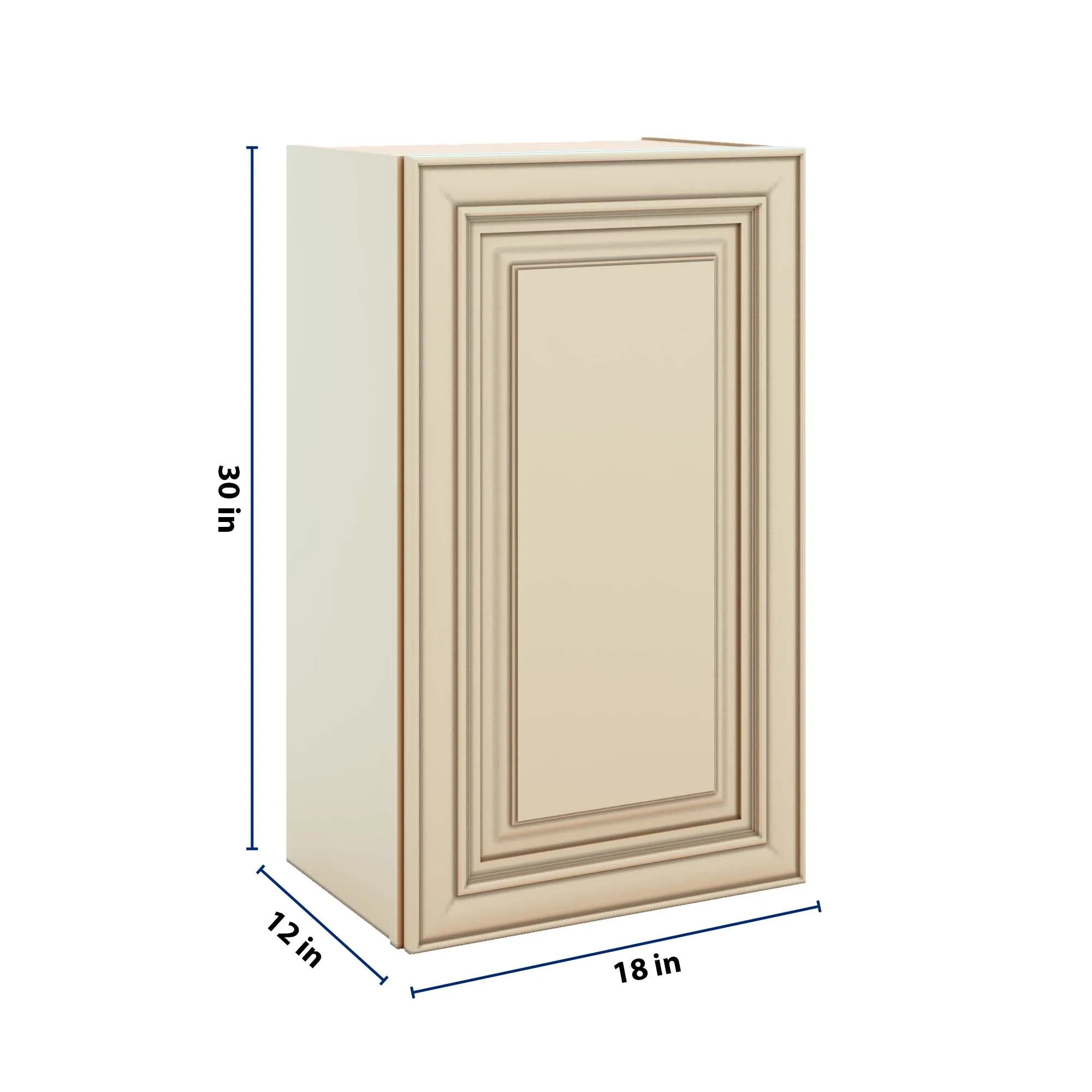 J&K Creme Glazed A7 Single Door Wall Cabinet - 18" W x 30" H
