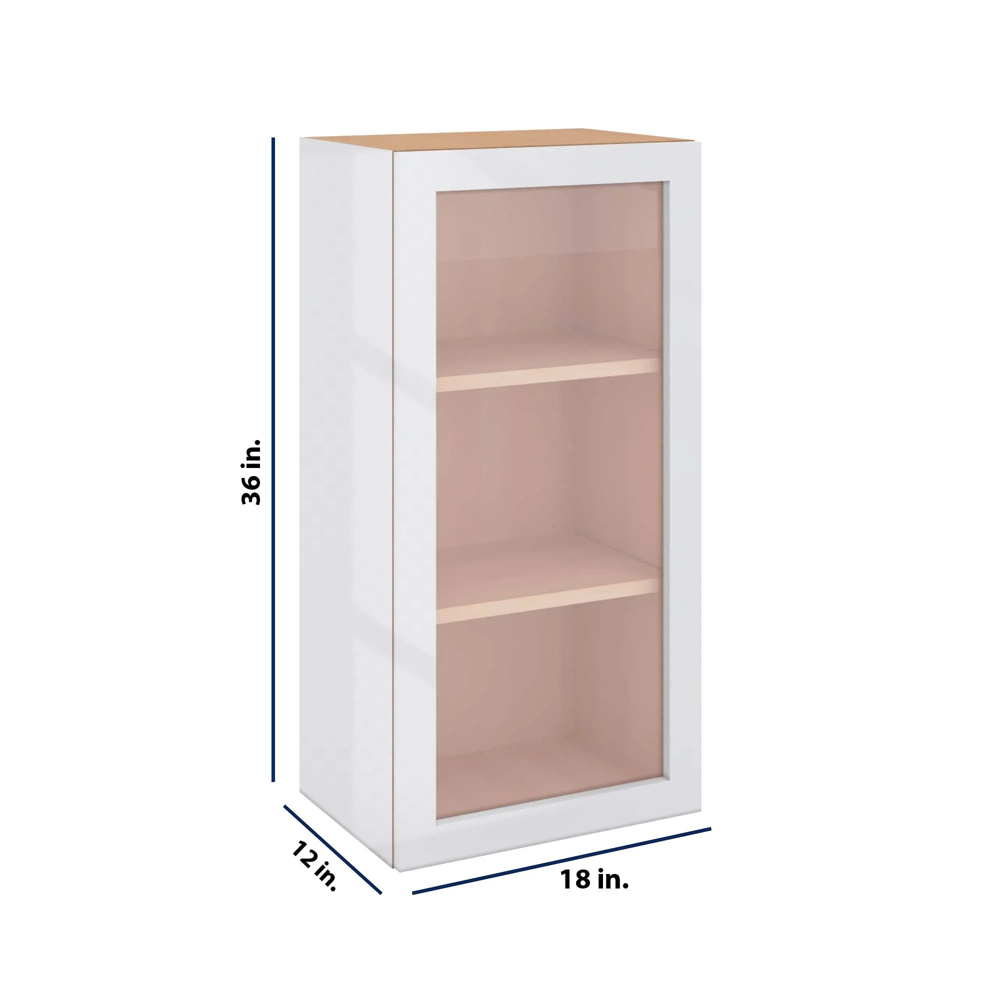 Modernform Cabinet Gloss White 18" W X 36" H X 12" D Single Glass Door Wall Cabinet