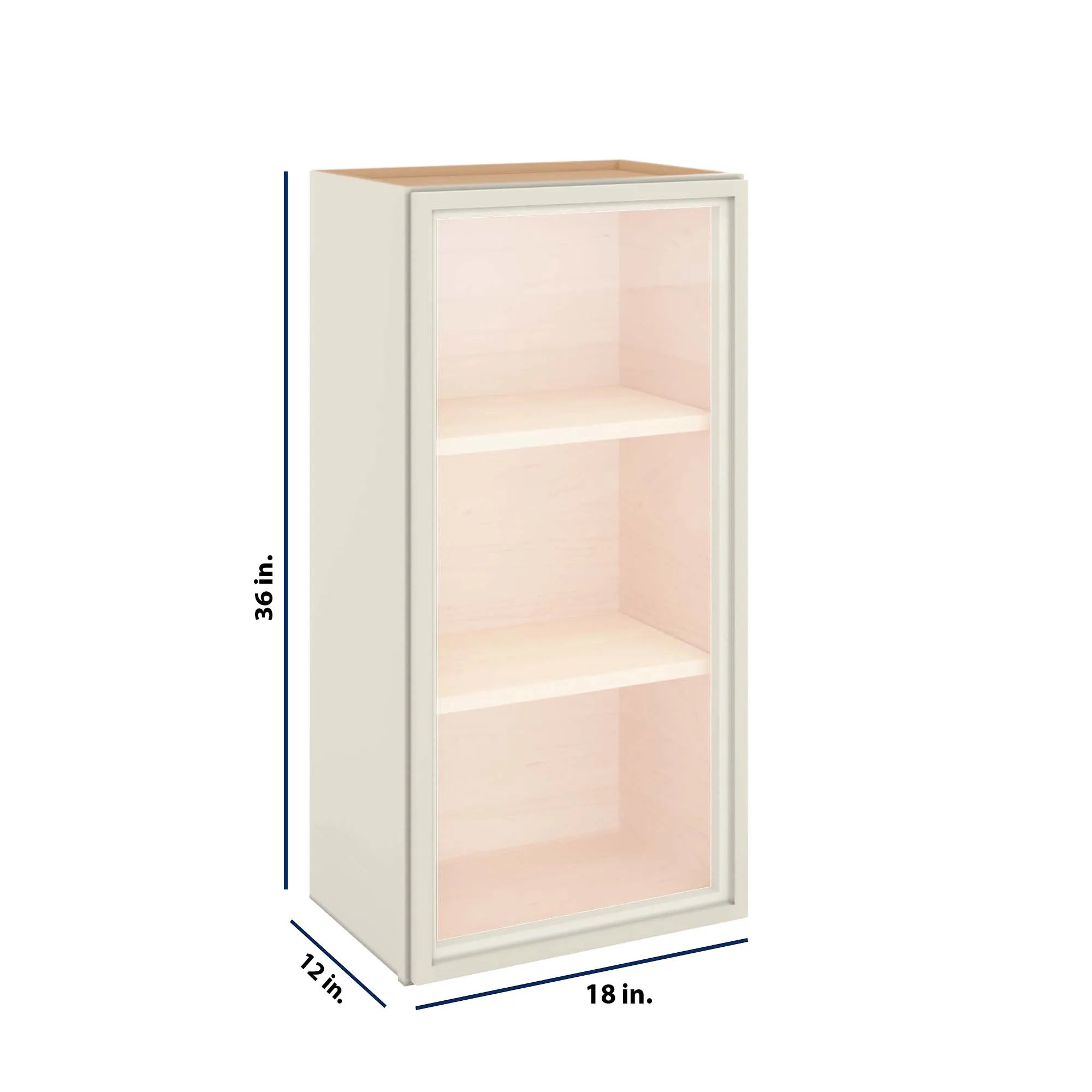 Modernform Cabinet Slim Dove White 18" W X 36" H X 12" D Single Glass Door Wall Cabinet