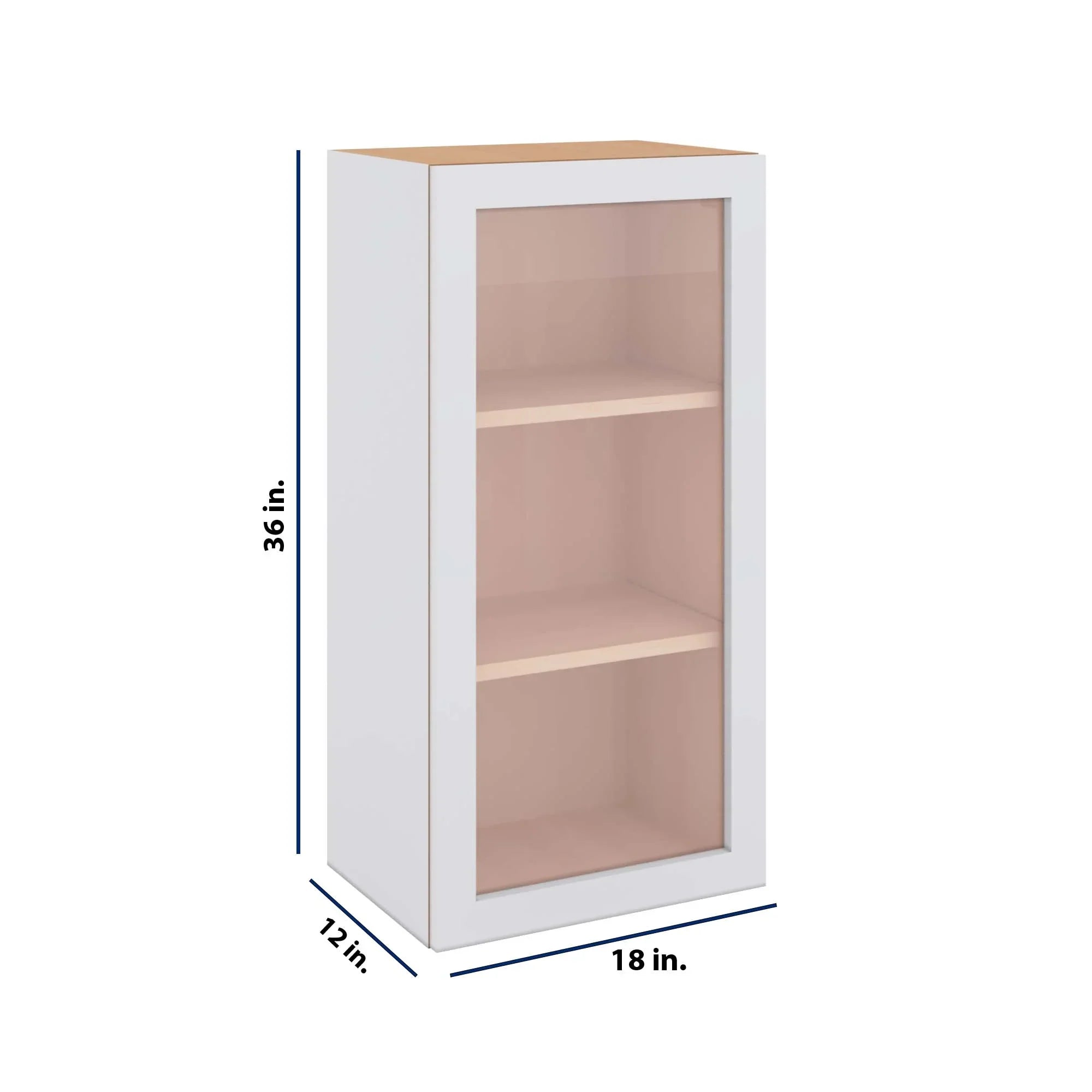 Modernform Cabinet Matte White 18" W X 36" H X 12" D Single Glass Door Wall Cabinet