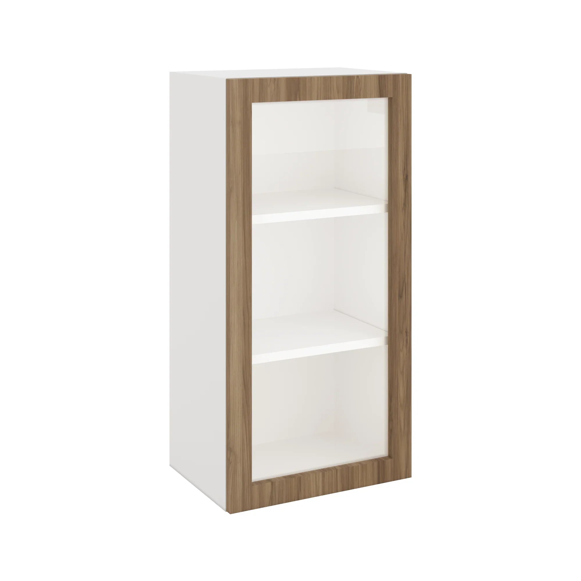 Modernform Cabinet Walnut 18" W X 36" H X 12" D Single Glass Door Wall Cabinet