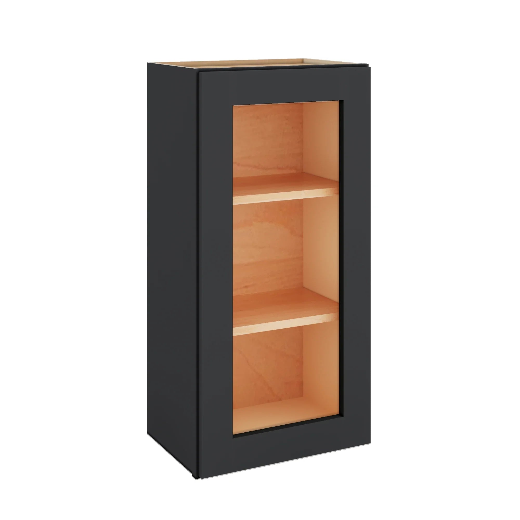 Modernform Cabinet Onyx Black Shaker 18" W X 36" H X 12" D Single Glass Door Wall Cabinet