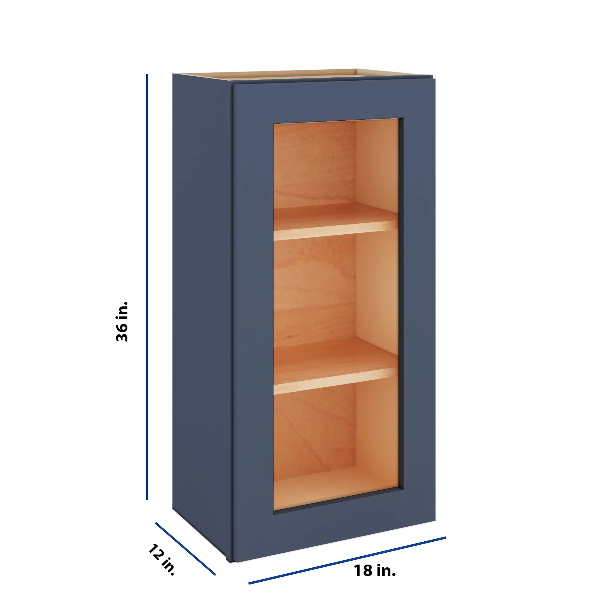 Modernform Cabinet Signature Blue 18" W X 36" H X 12" D Single Glass Door Wall Cabinet
