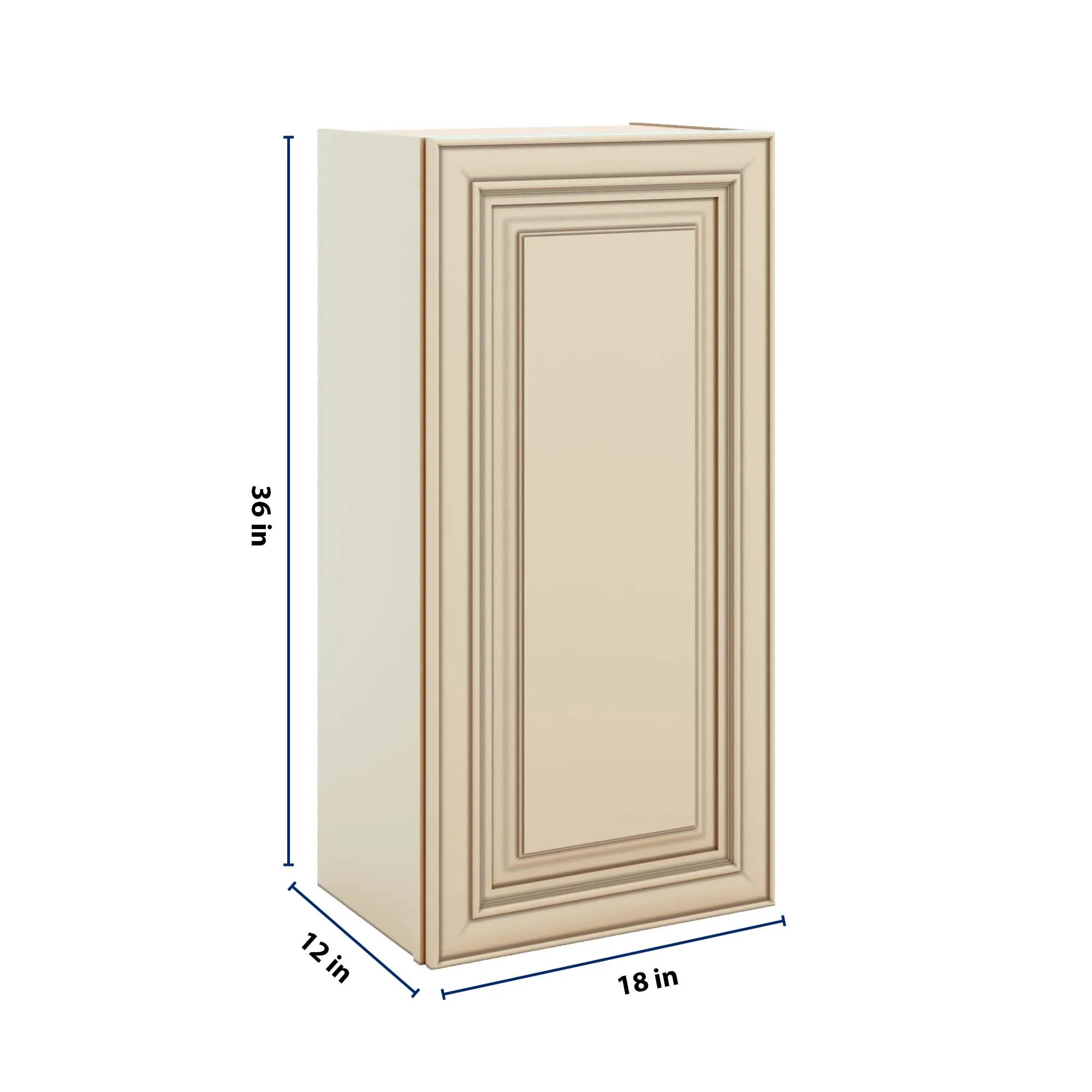 J&K Creme Glazed A7 Single Door Wall Cabinet - 18" W x 36" H