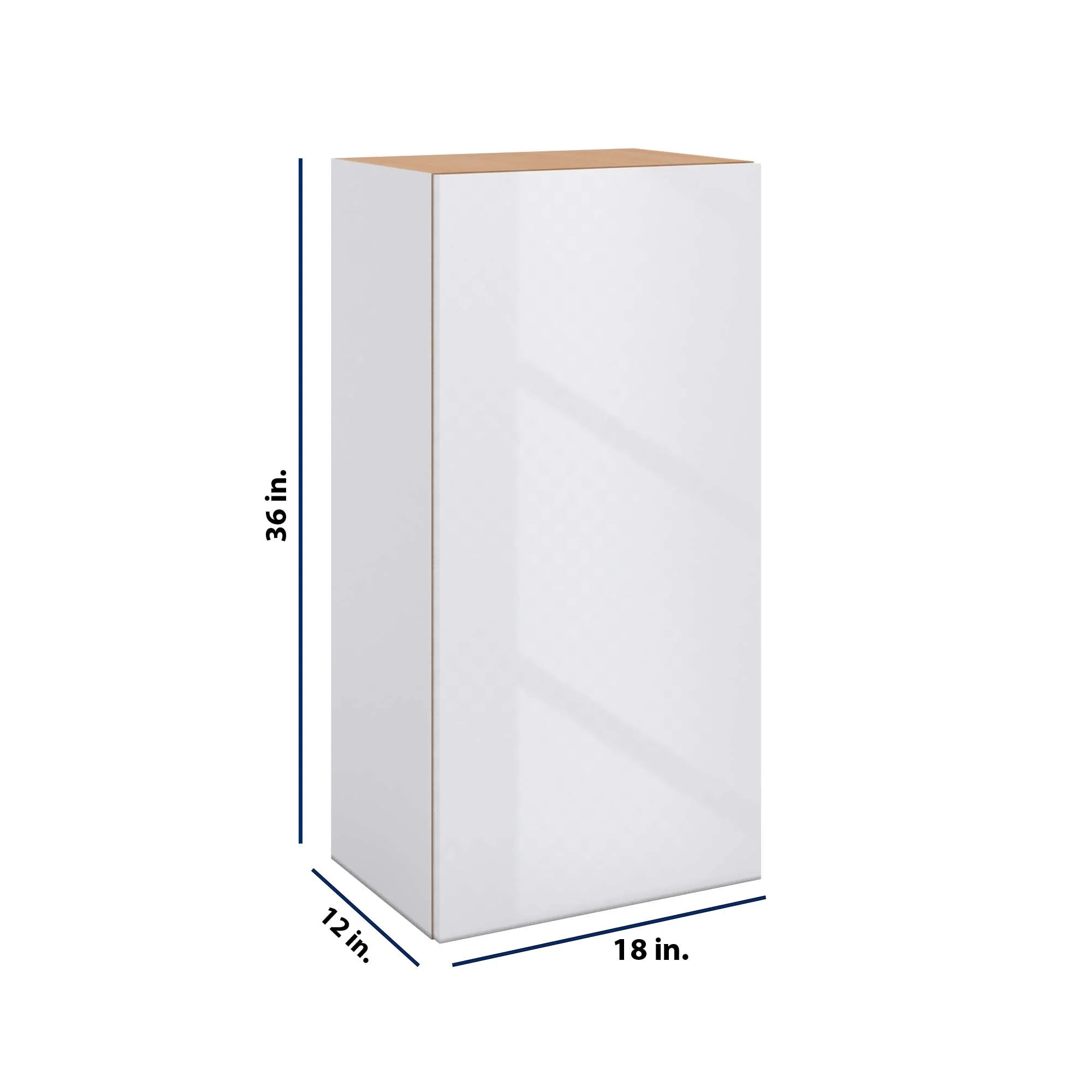 Modernform Cabinet Gloss White 18" W X 36" H X 12" D Single Door Wall Cabinet