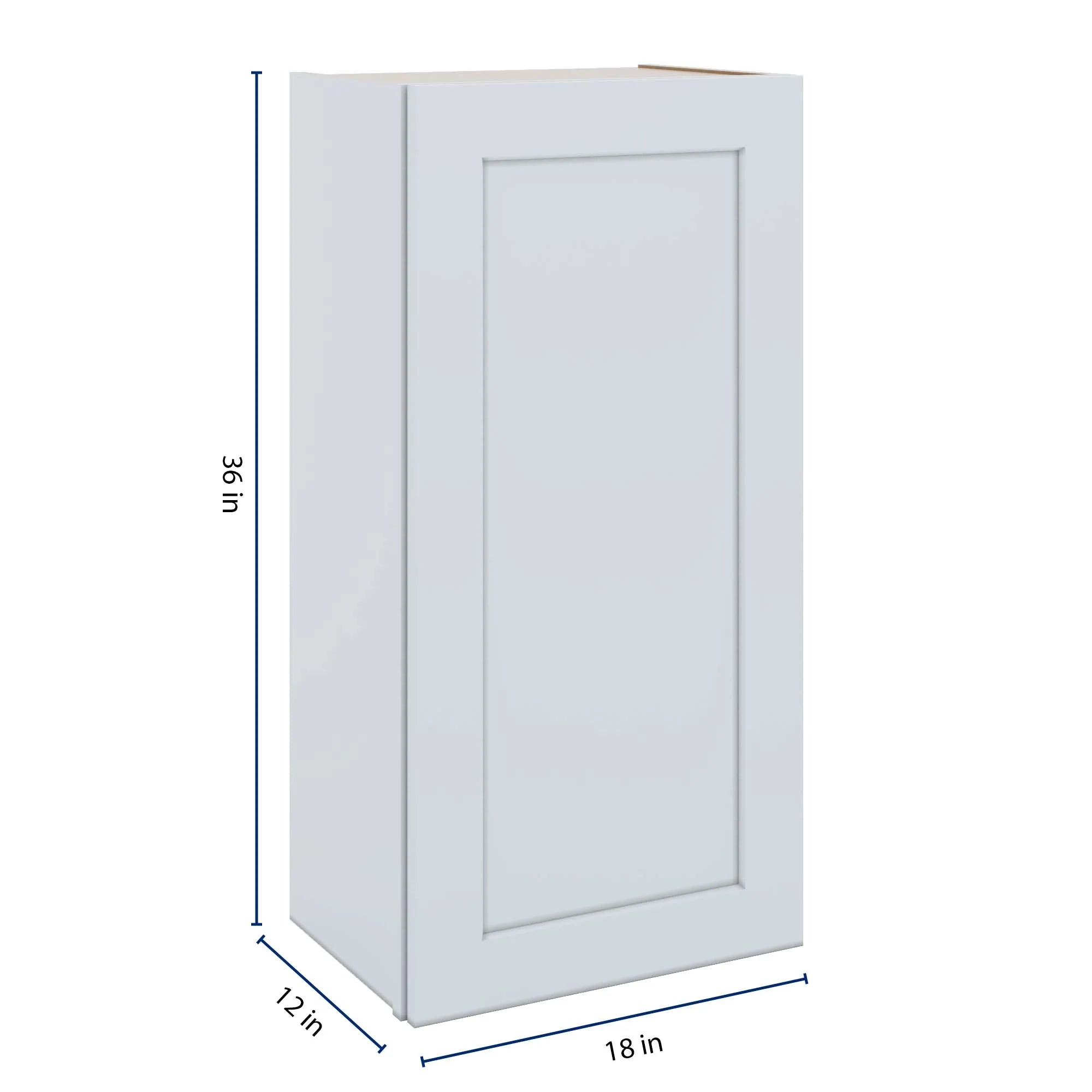 J&K White Shaker S8 Single Door Wall Cabinet - 18" W x 36" H