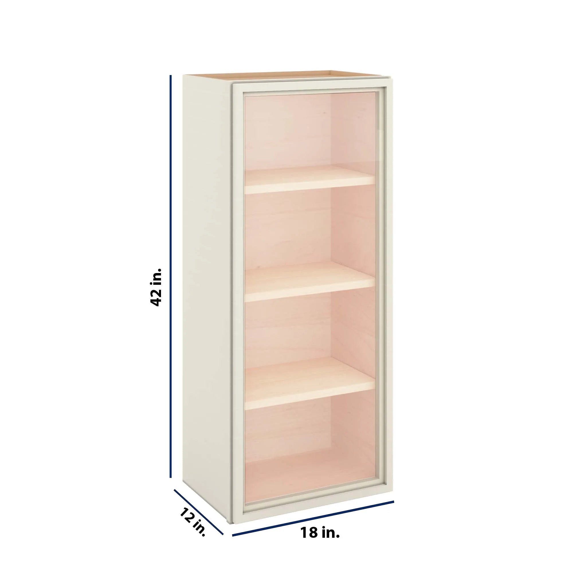 Modernform Cabinet Slim Dove White 18" W X 42" H X 12" D Single Glass Door Wall Cabinet