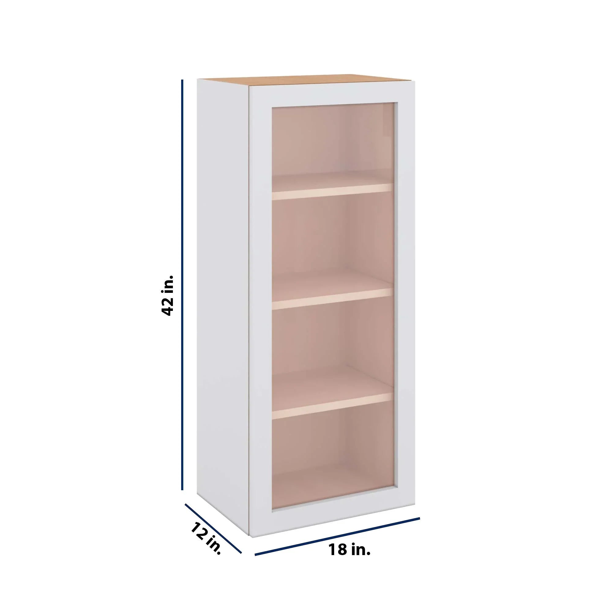 Modernform Cabinet Matte White 18" W X 42" H X 12" D Single Glass Door Wall Cabinet