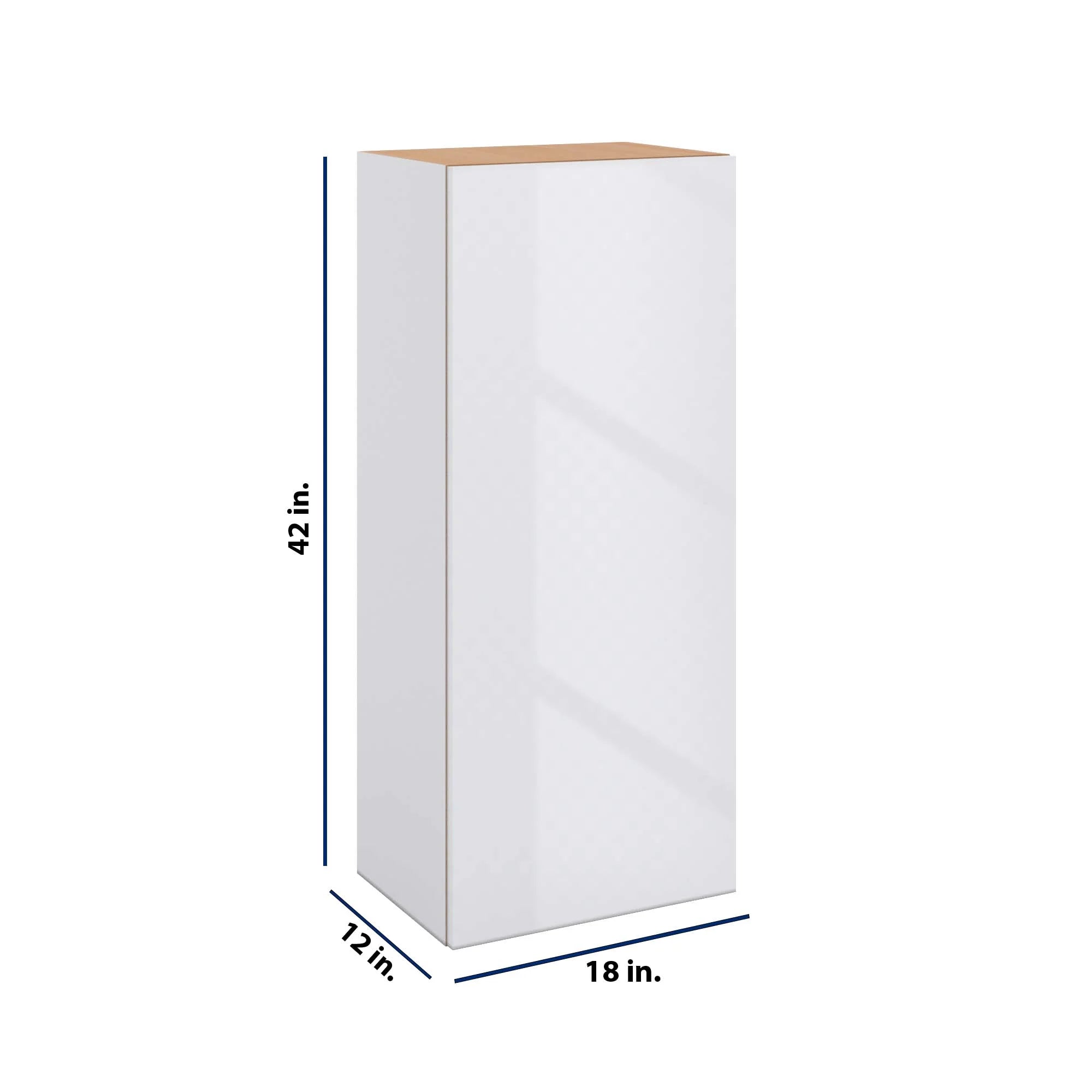 Modernform Cabinet Gloss White 18" W X 42" H X 12" D Single Door Wall Cabinet