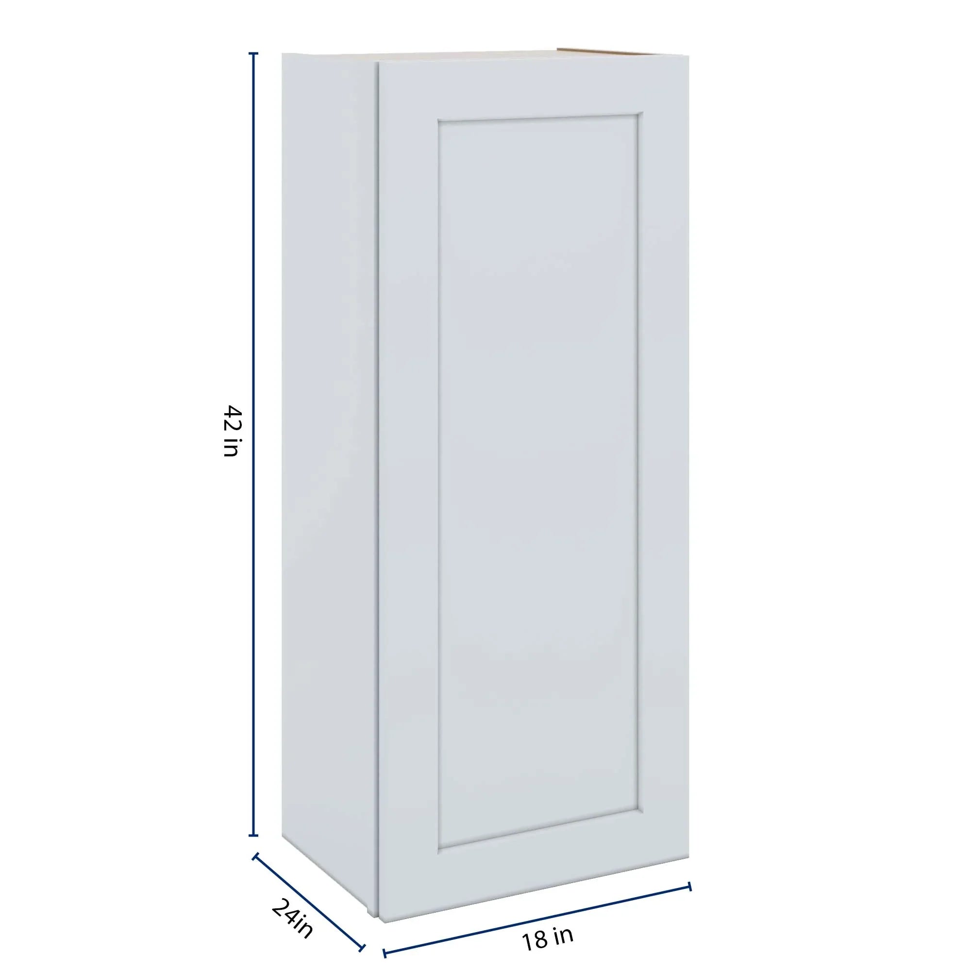 J&K White Shaker S8 Single Door Wall Cabinet - 18" W x 42" H