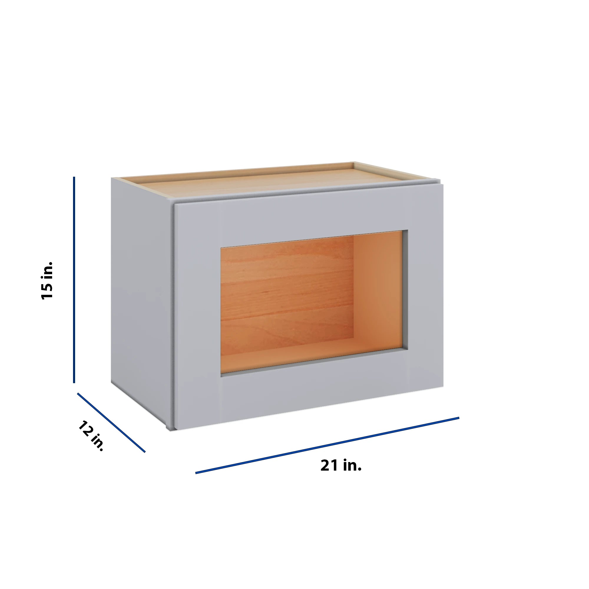Modernform Cabinet Grey Shaker 21" W X 15" H X 12" D Single Glass Door Wall Cabinet