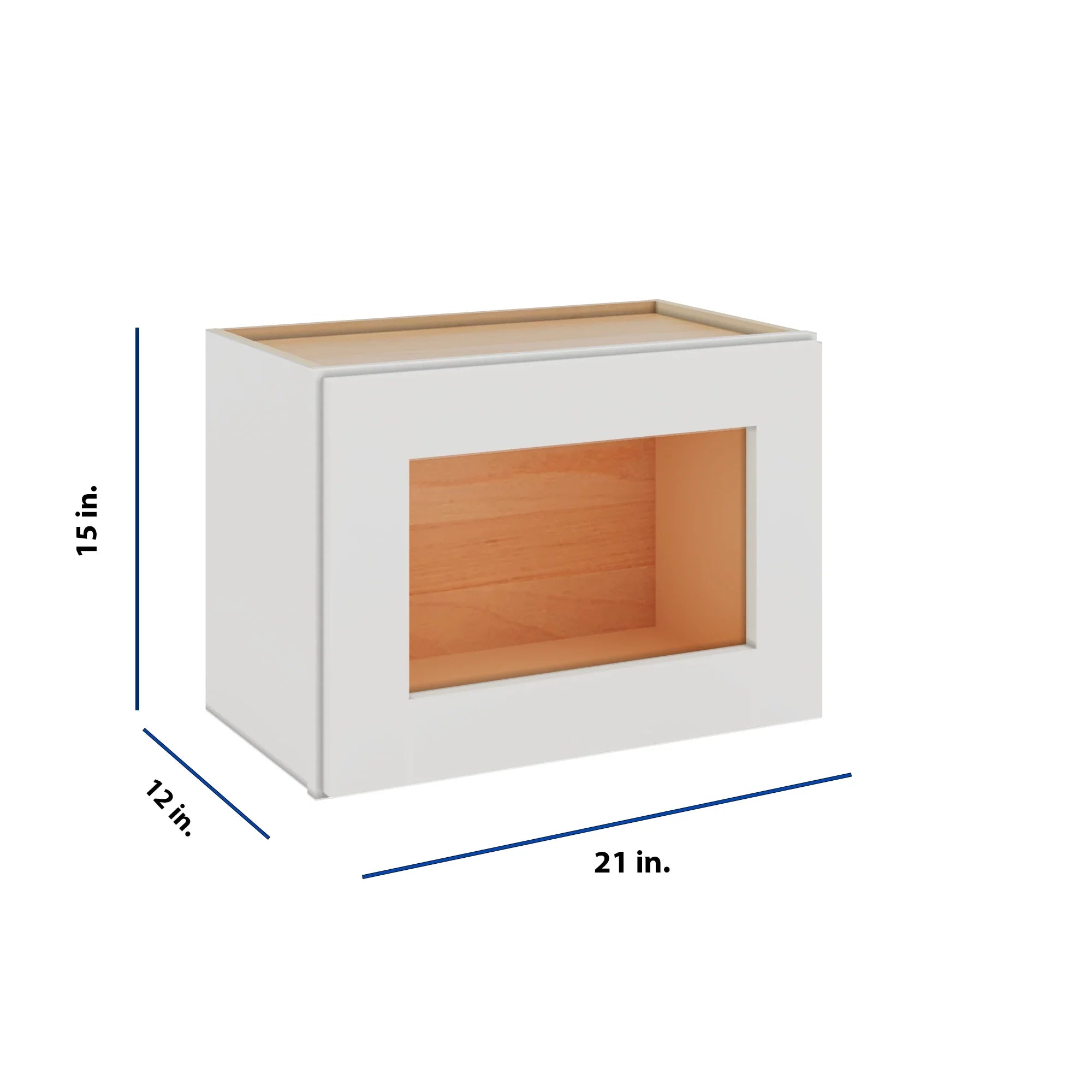 Modernform Cabinet White Shaker 21" W X 15" H X 12" D Single Glass Door Wall Cabinet