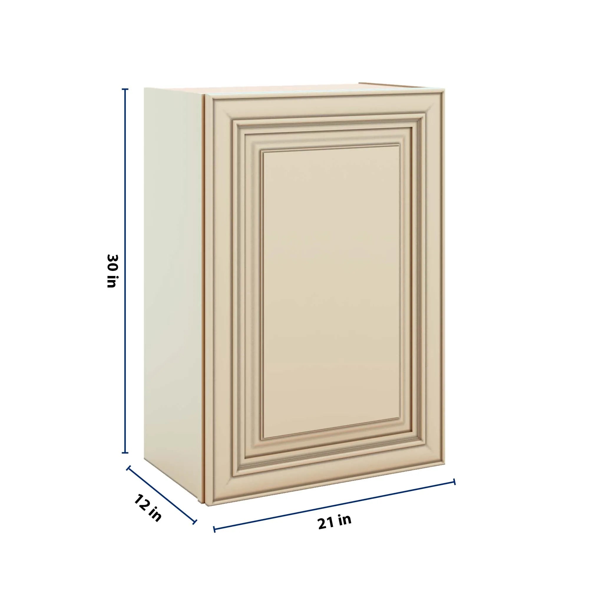 J&K Creme Glazed A7 Single Door Wall Cabinet - 21" W x 30" H