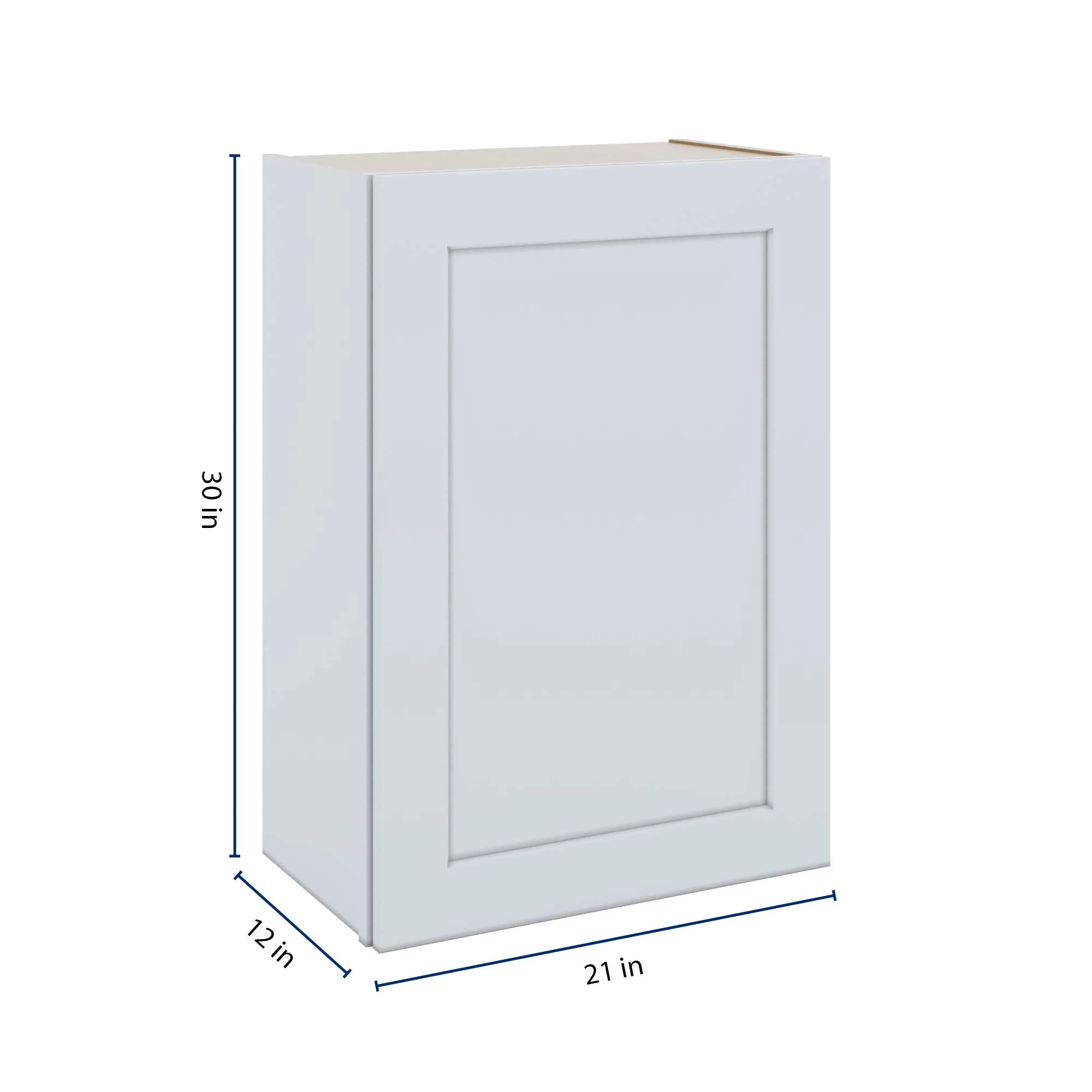 J&K White Shaker S8 Single Door Wall Cabinet - 21" W x 30" H