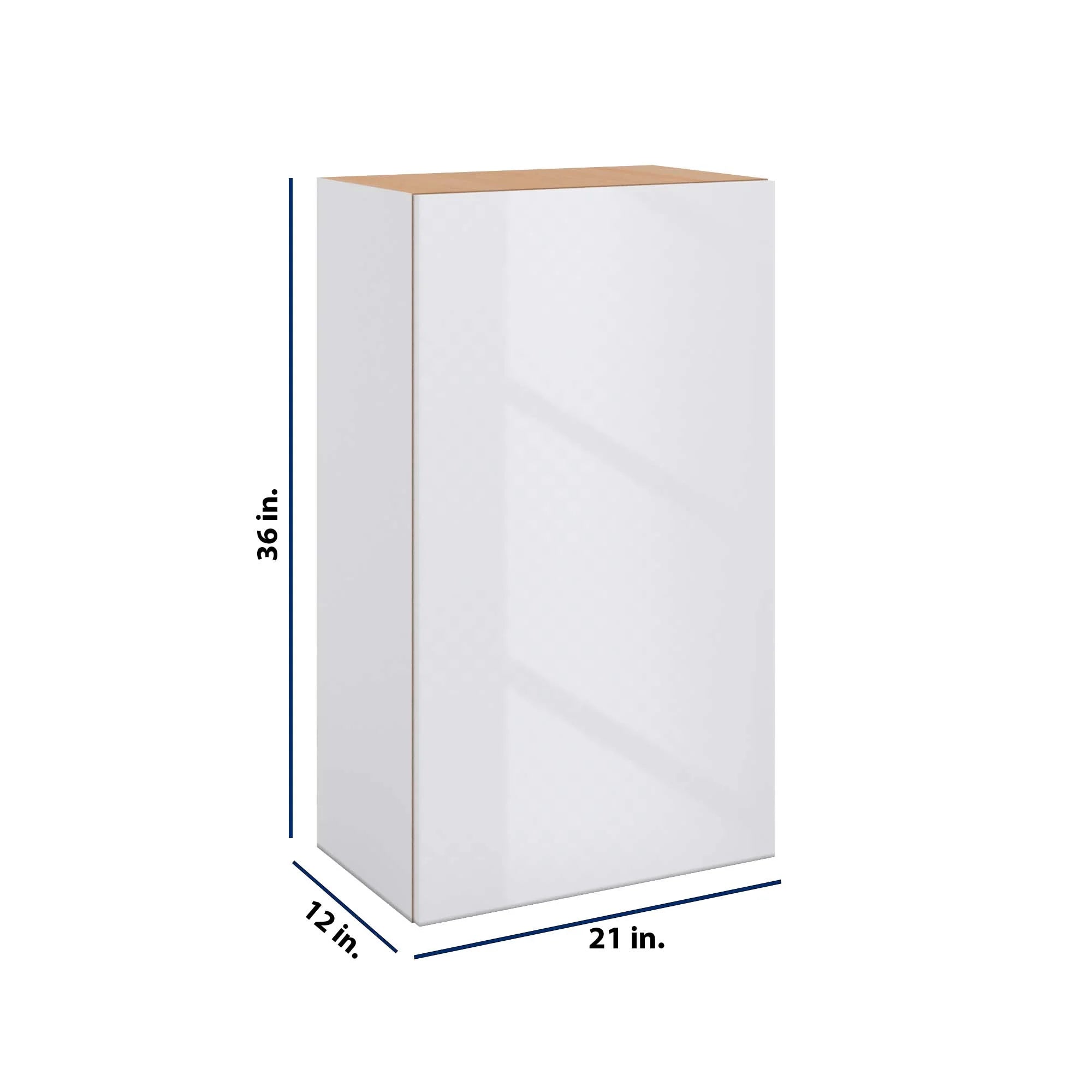 Modernform Cabinet Gloss White 21" W X 36" H X 12" D Single Door Wall Cabinet