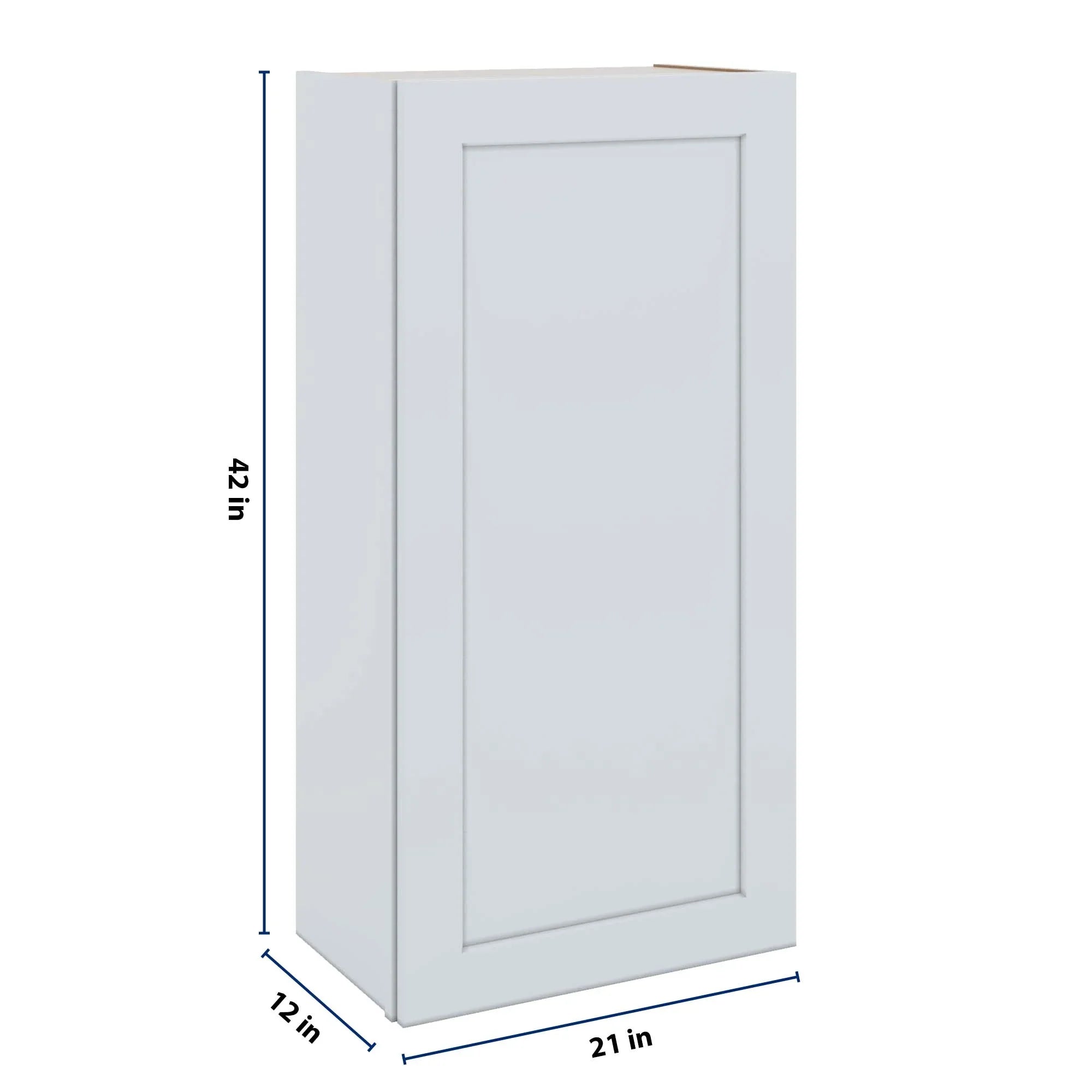 J&K White Shaker S8 Single Door Wall Cabinet - 21" W x 42" H