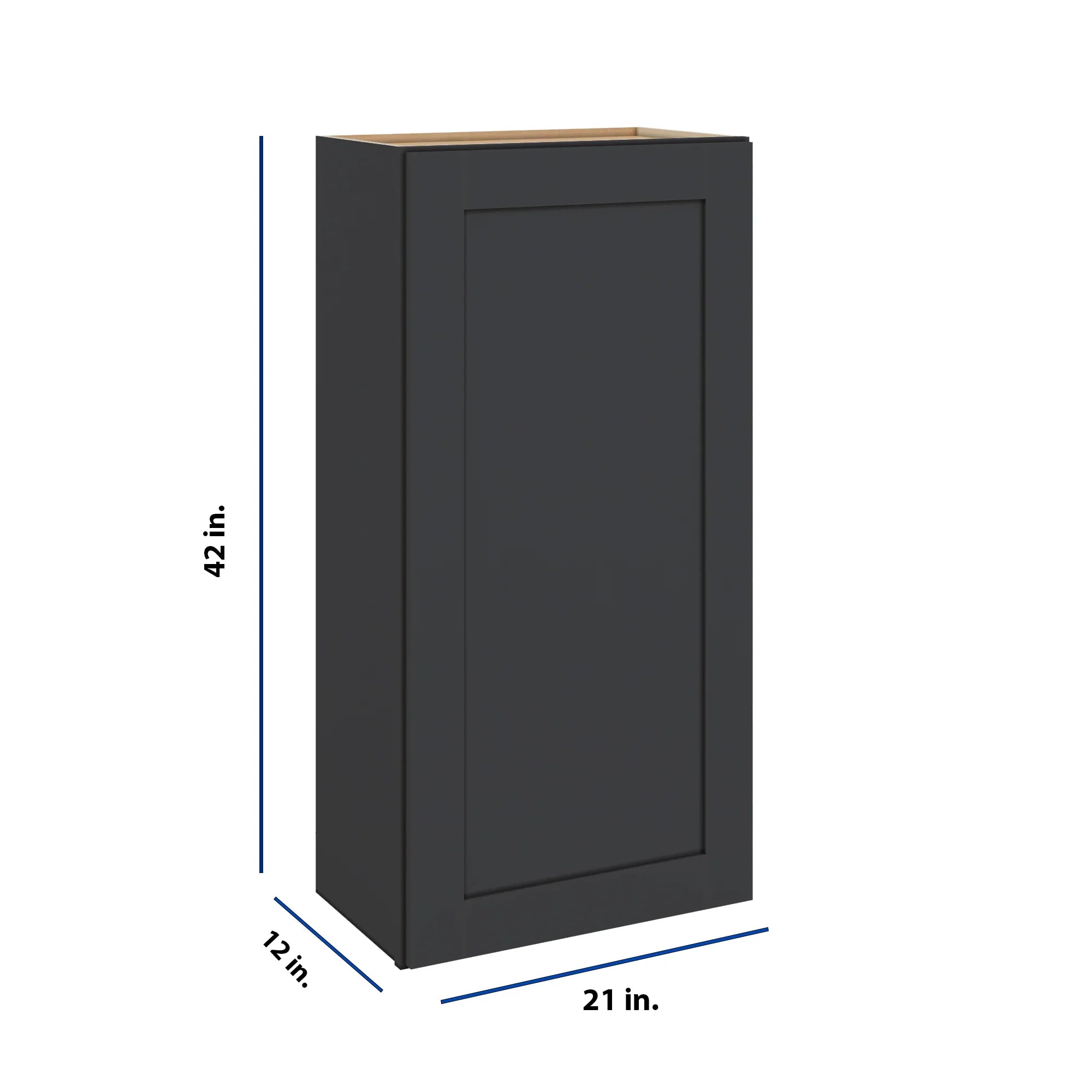Modernform Cabinet Onyx Black Shaker 21" W X 42" H X 12" D Single Door Wall Cabinet