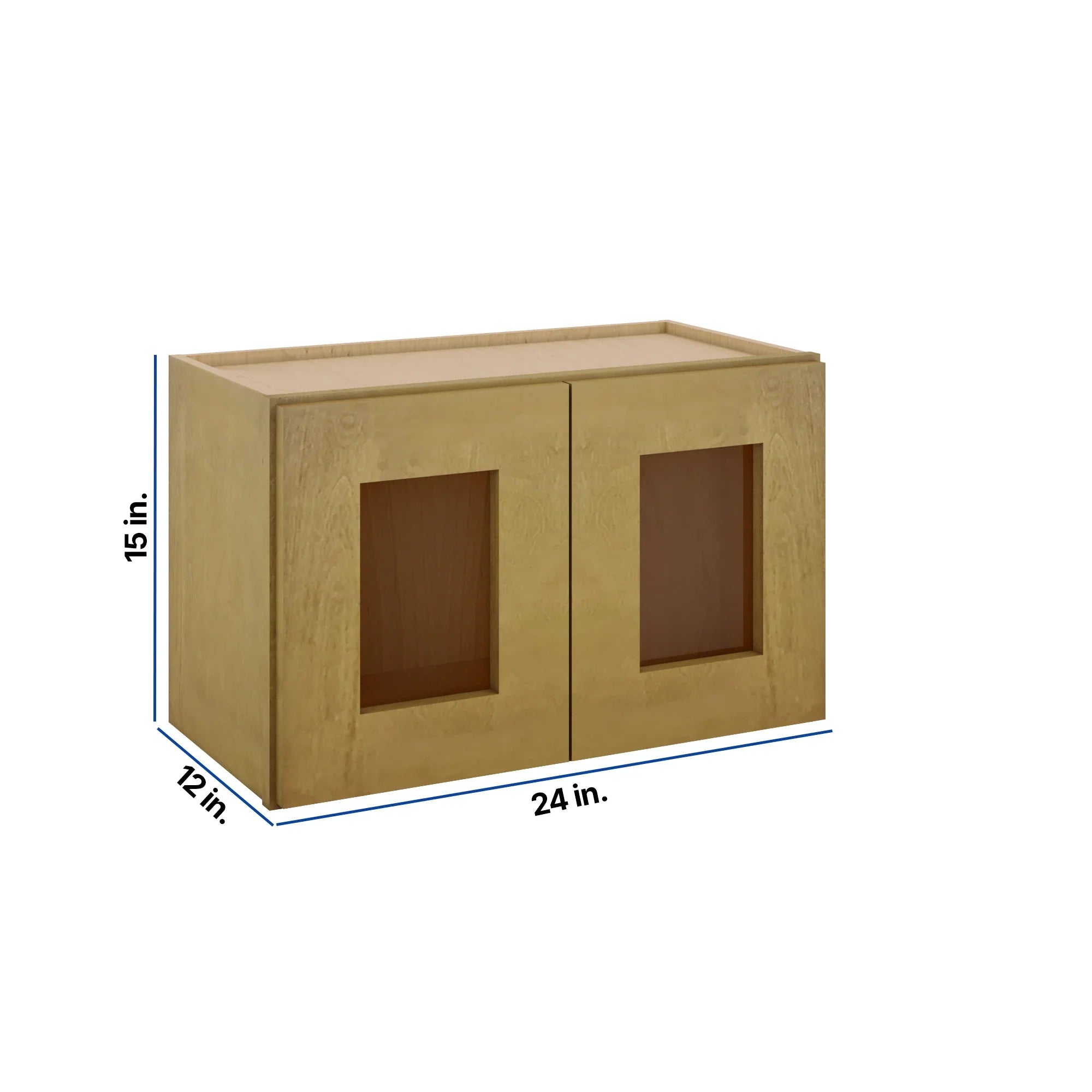 Modernform Cabinet Natural Shaker 24" W X 15" H X 12" D Double Glass Door Wall Cabinet