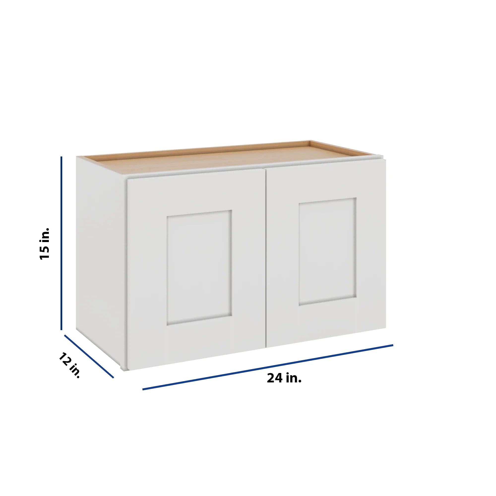 Modernform Cabinet White Shaker 24" W X 15" H X 12" D Double Door Wall Cabinet