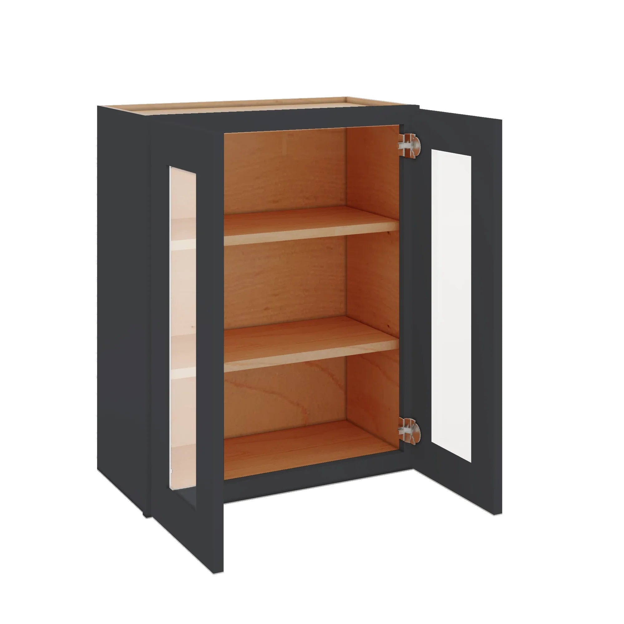 Modernform Cabinet Onyx Black Shaker 24" W X 30" H X 12" D Double Glass Door Wall Cabinet