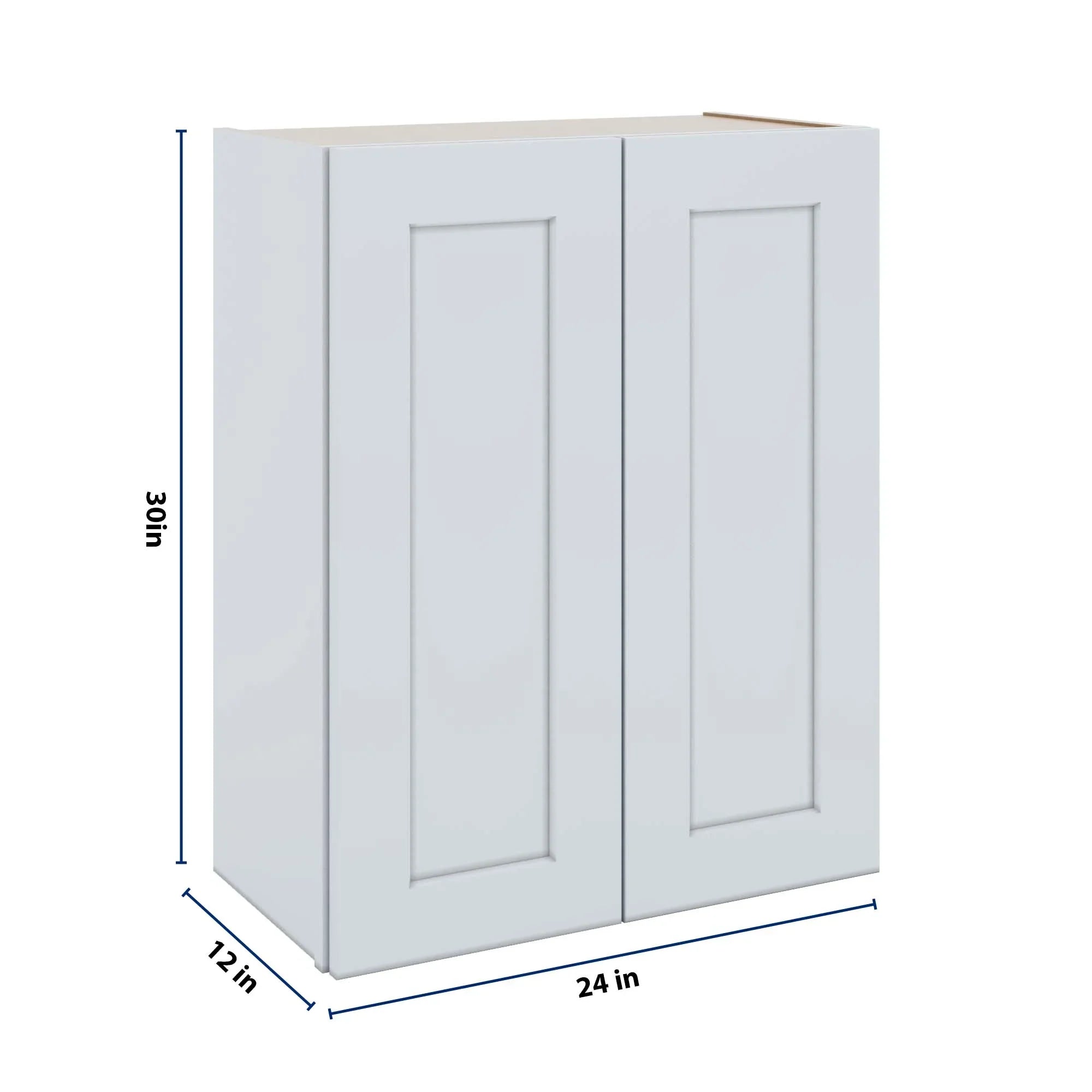 J&K White Shaker S8 Double Door Wall Cabinet - 24" W x 30" H