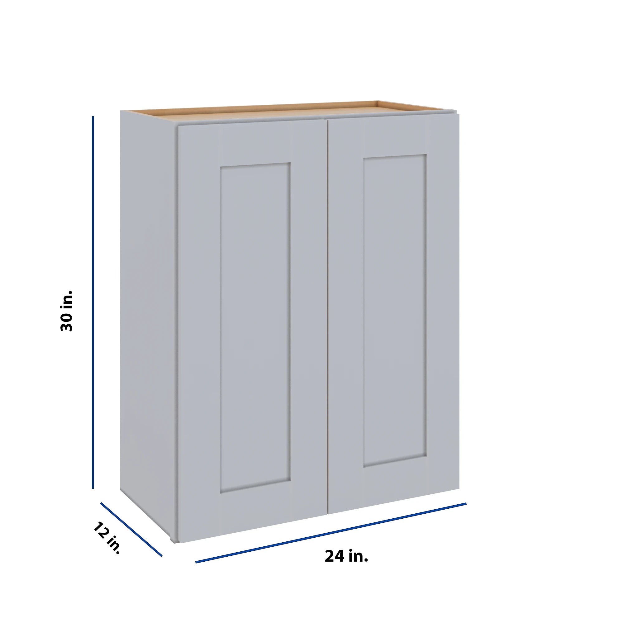 Modernform Cabinet Grey Shaker 24" W X 30" H X 12" D Double Door Wall Cabinet
