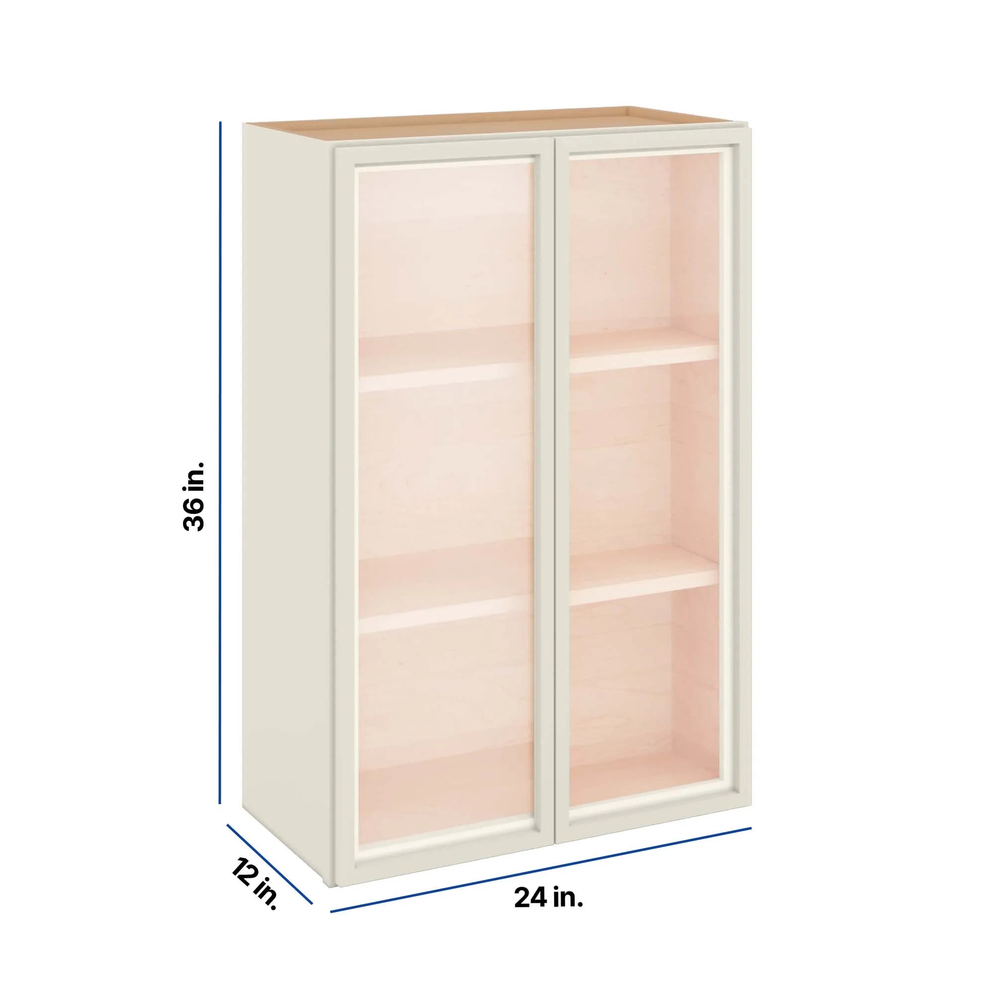 Modernform Cabinet Slim Dove White 24" W X 36" H X 12" D Double Glass Door Wall Cabinet